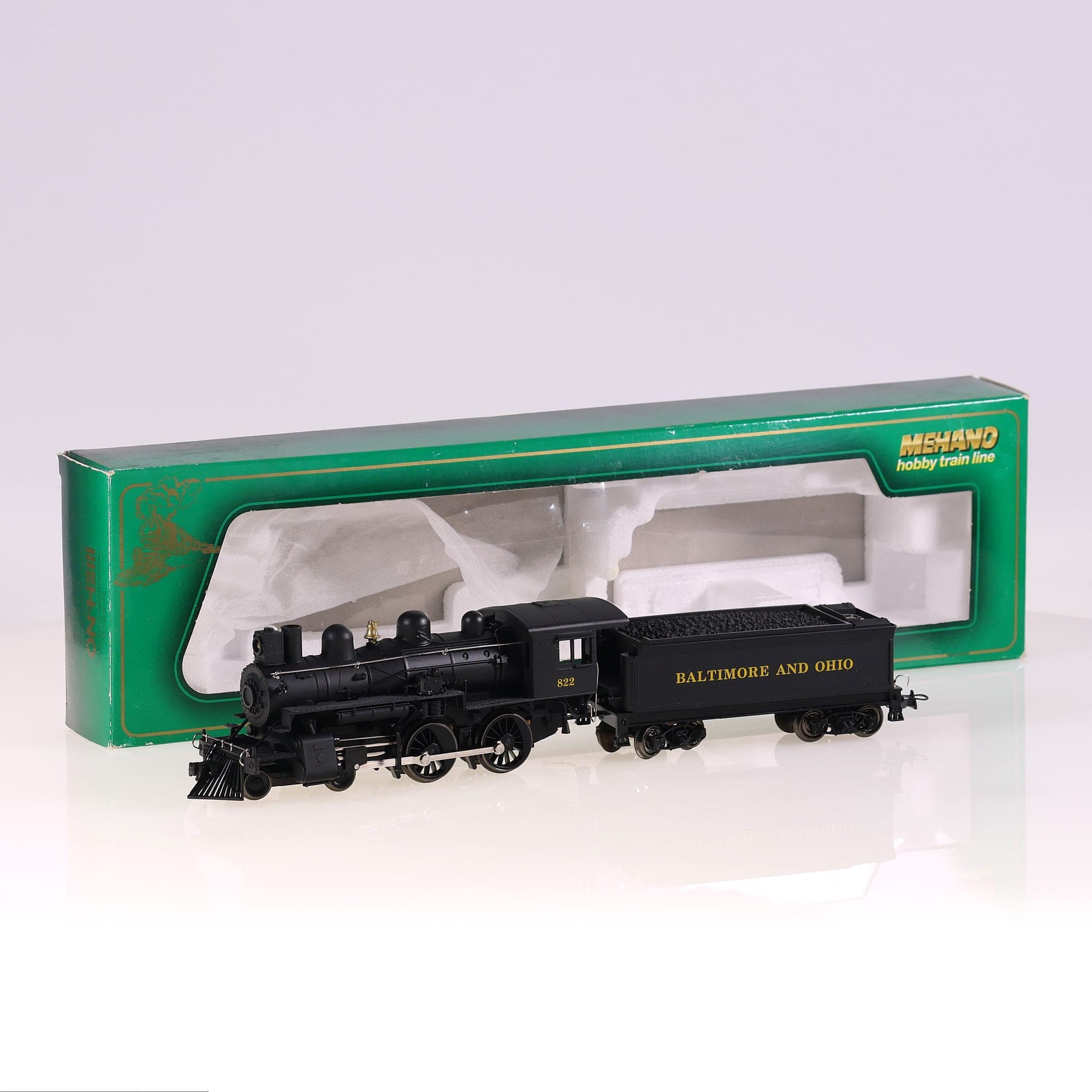 Mehano Baltimore and Ohio locomotive Pacific 4-6-2 avec tender n°822 HO avec boî