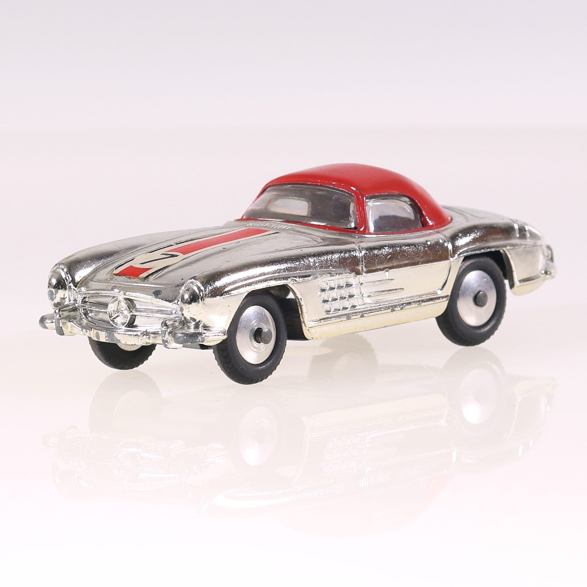 Corgi Toys 304S Mercedes-Benz 300SL Hardtop Roadster #7 1/43 Argent avec boîte — miniature 9
