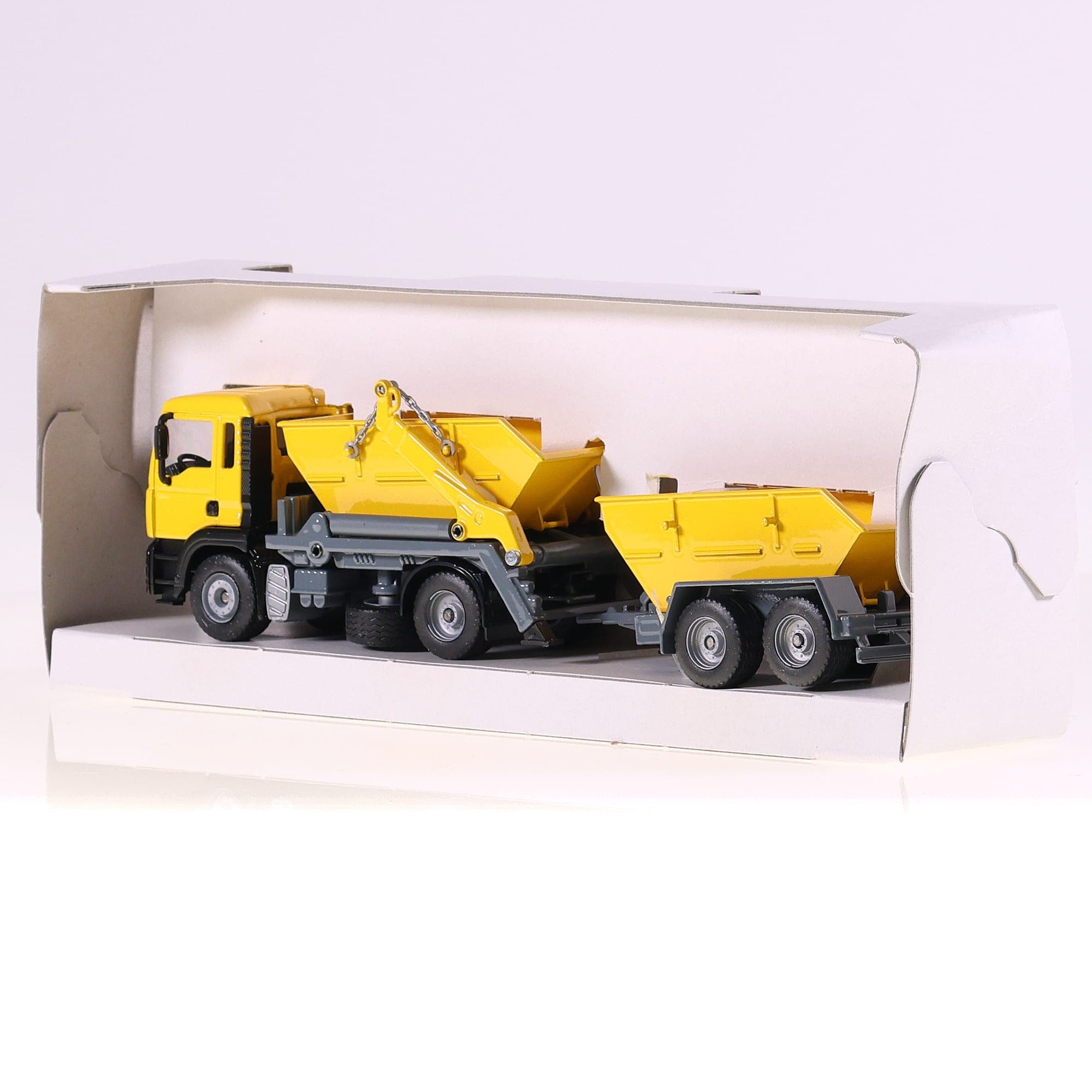 Siku 3523 Man Absetzkipper Skip Lorry with Trailer 1/55 Jaune avec boîte — miniature 3