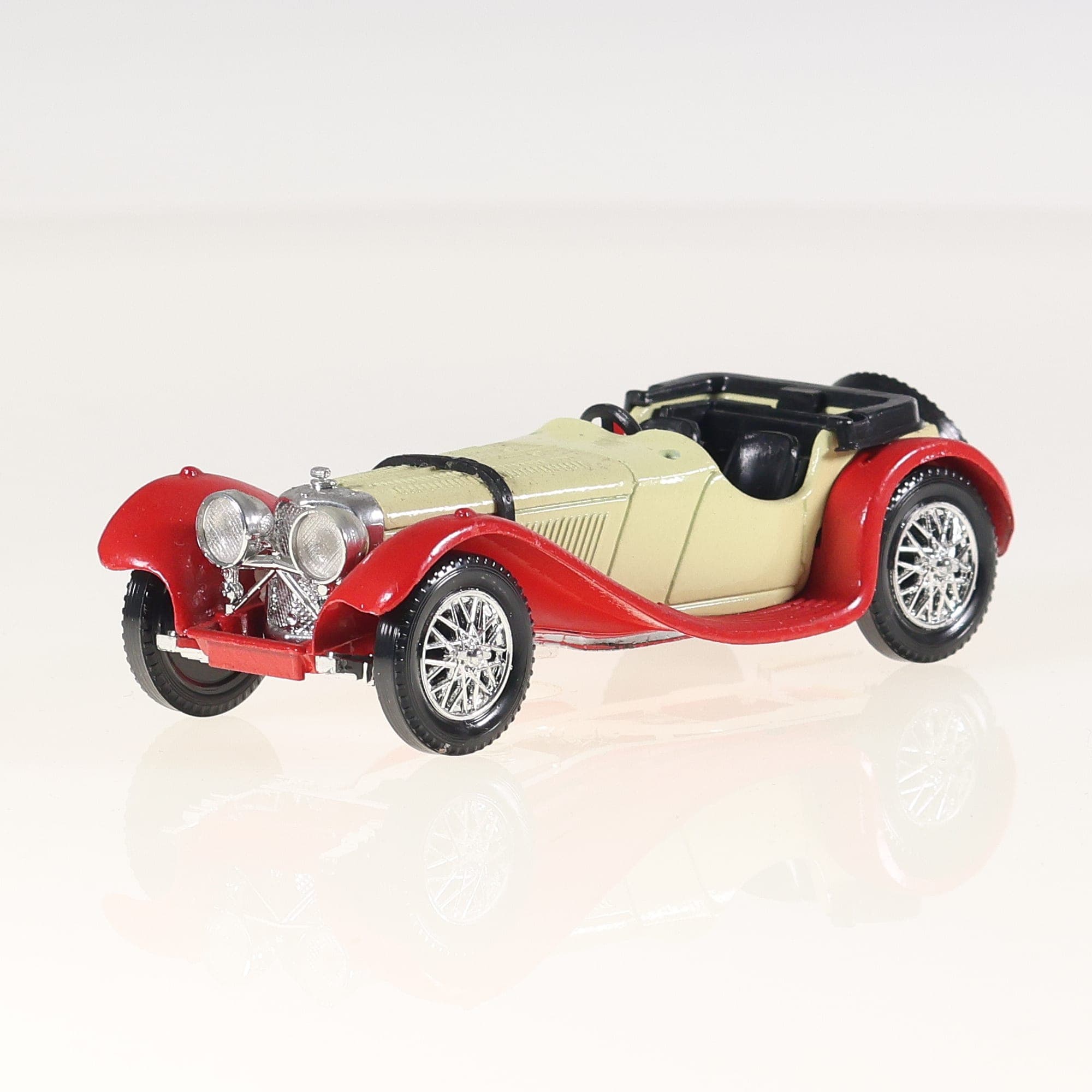 Solido 4032 Jaguar SS 100 1938 1/43 Rouge et beige Grade B avec boîte — miniature 15