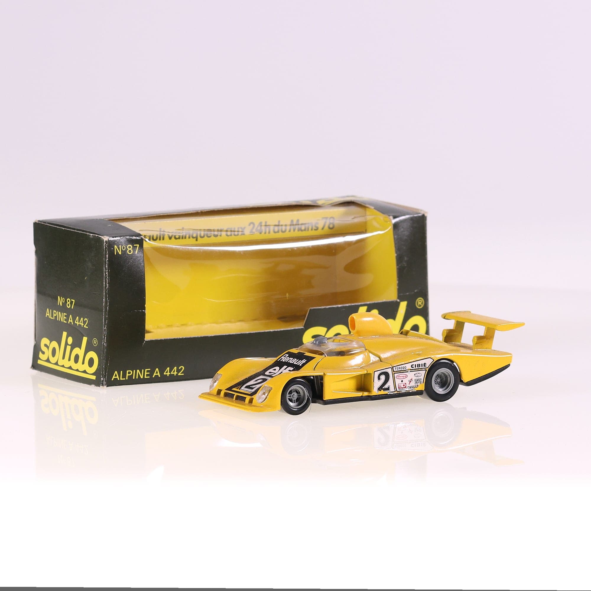 Solido N°87 Renault Alpine A 442 #2 Jaune avec boîte