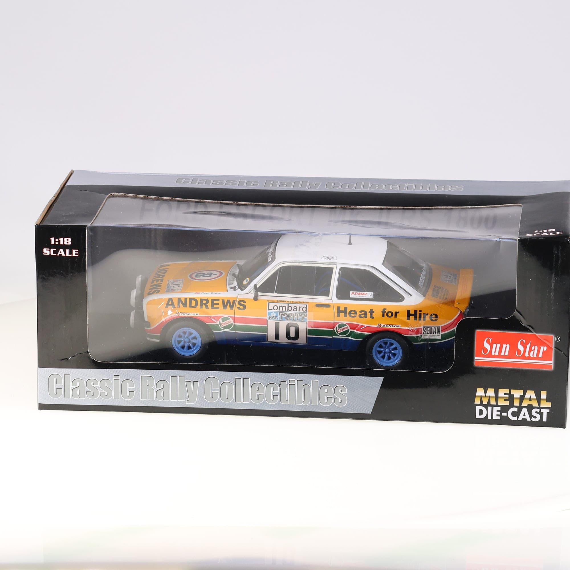 Sun Star 4443 Ford Escort Mk. II RS1800 Rally Lombard RAC 1979 1/18 blanche/oran