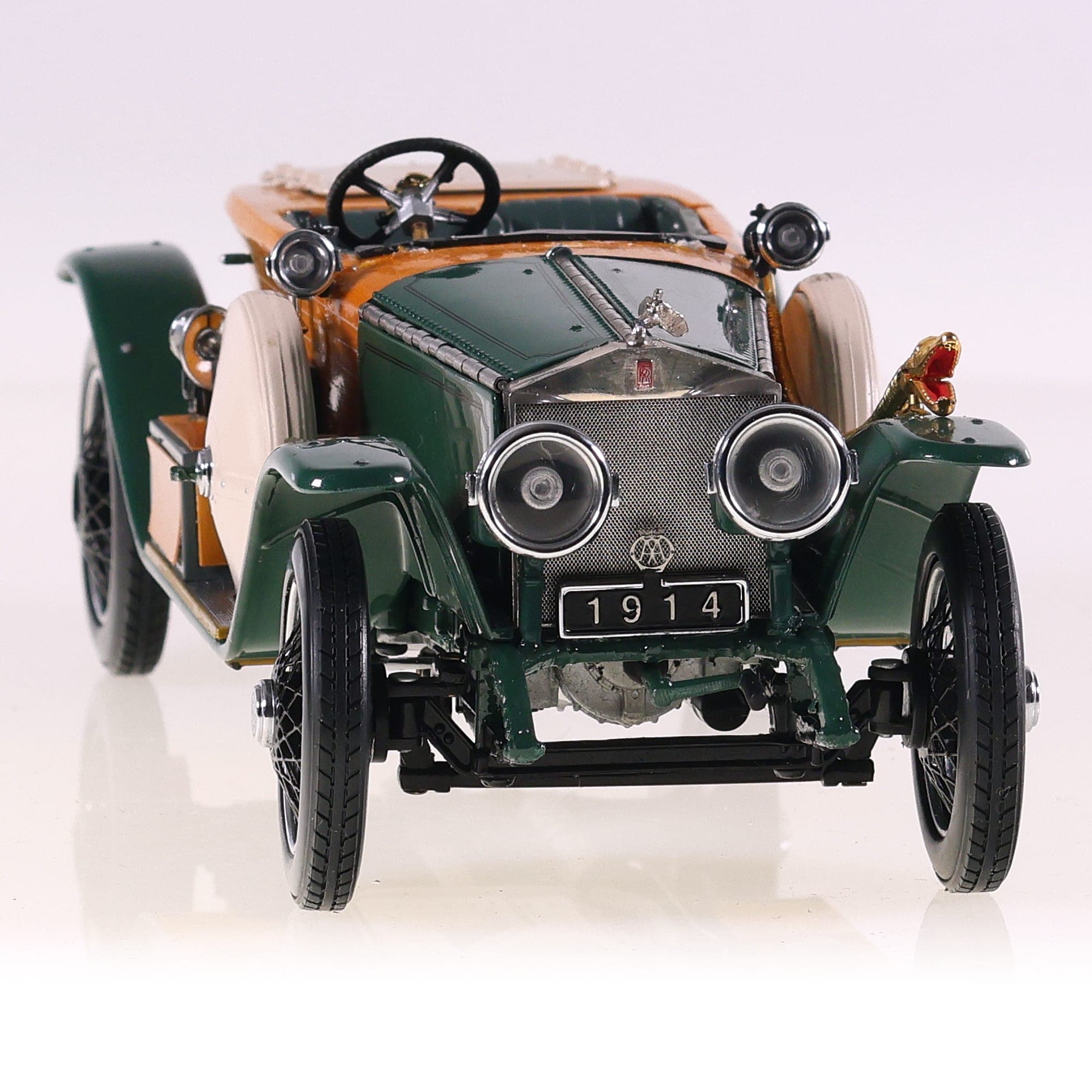 Franklin Mint Rolls-Royce Silver Ghost 1914  Carrosserie bois 1/24 Vert abîmée — miniature 9