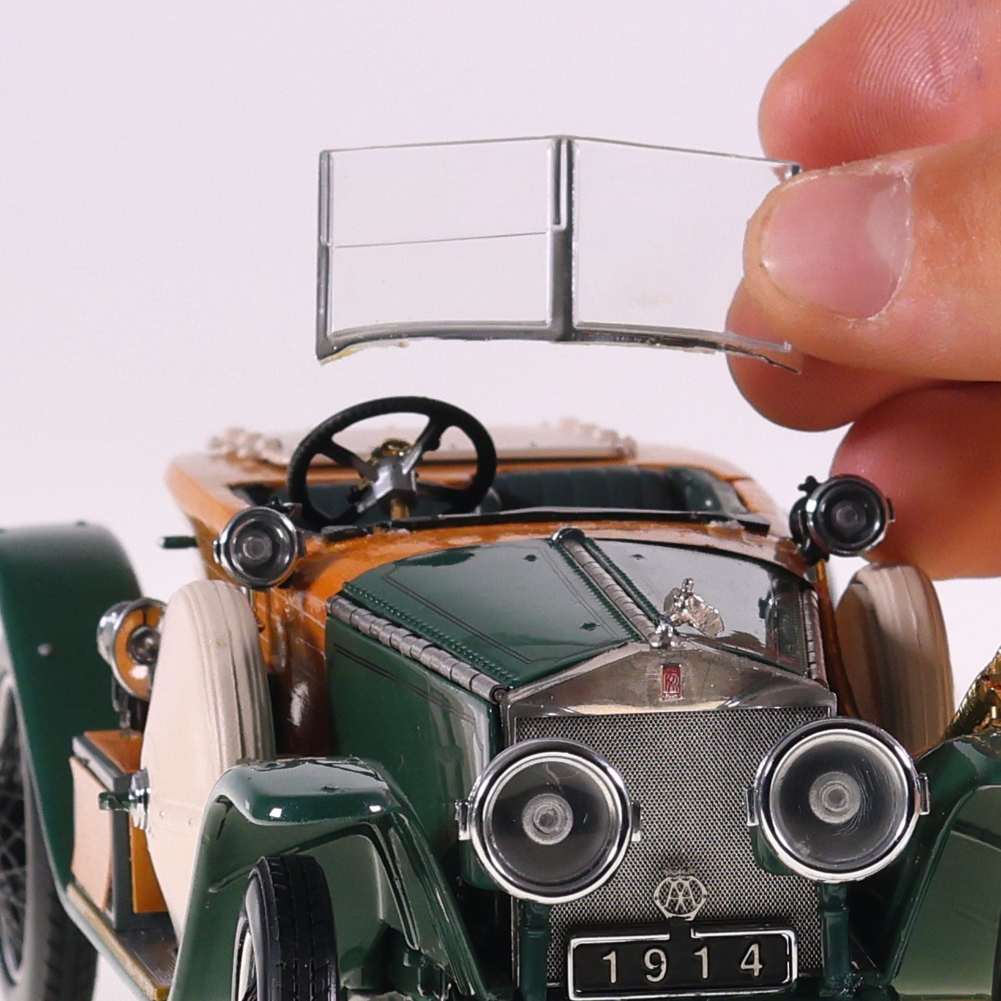 Franklin Mint Rolls-Royce Silver Ghost 1914  Carrosserie bois 1/24 Vert abîmée — miniature 10
