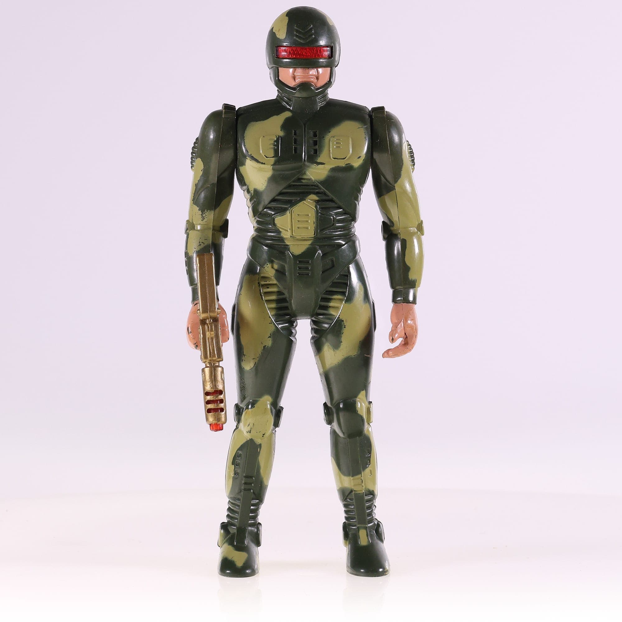 Figurine Vintage Cyborg Robot Camouflage Style RoboCop avec Arme Bon état 