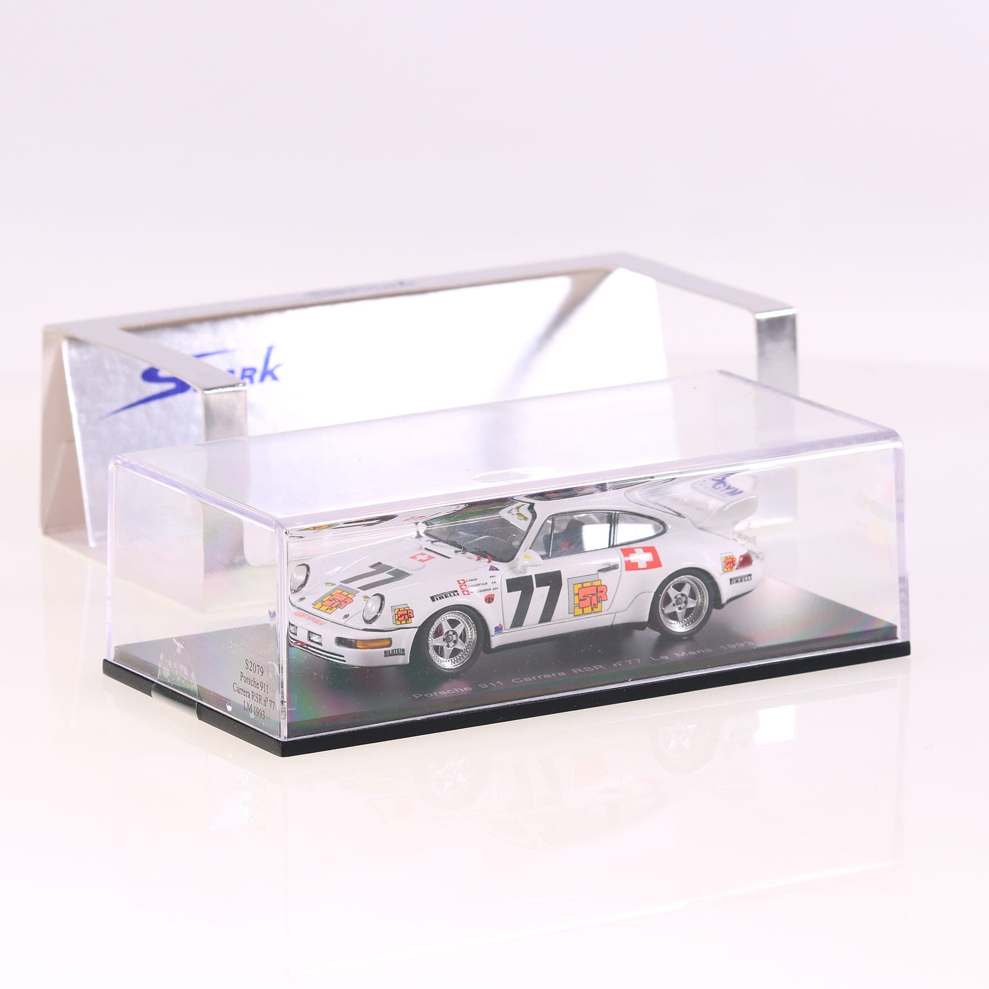 Spark S2079 Porsche 911 Carrera RSR n° 77 LM 1993 #77 1/43 Blanc avec boîte