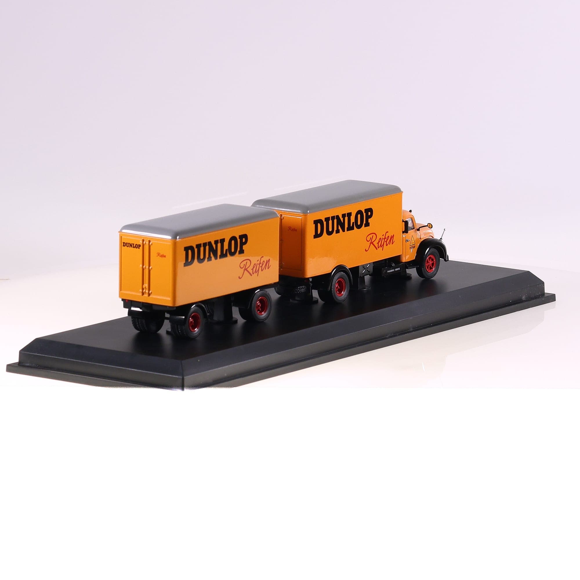 Schuco Magirus-Deutz S6500 mit anhanger Dunlop Orange avec boîte — miniature 11
