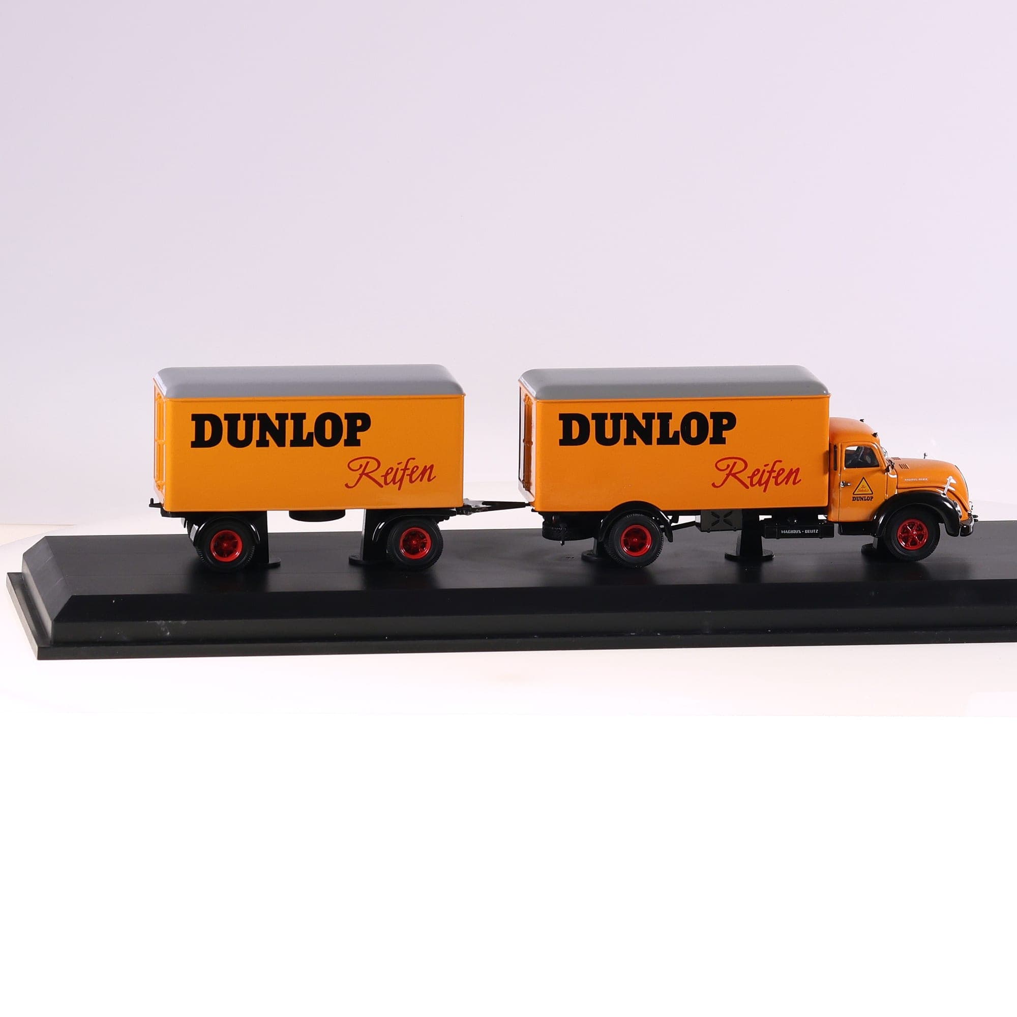 Schuco Magirus-Deutz S6500 mit anhanger Dunlop Orange avec boîte — miniature 12