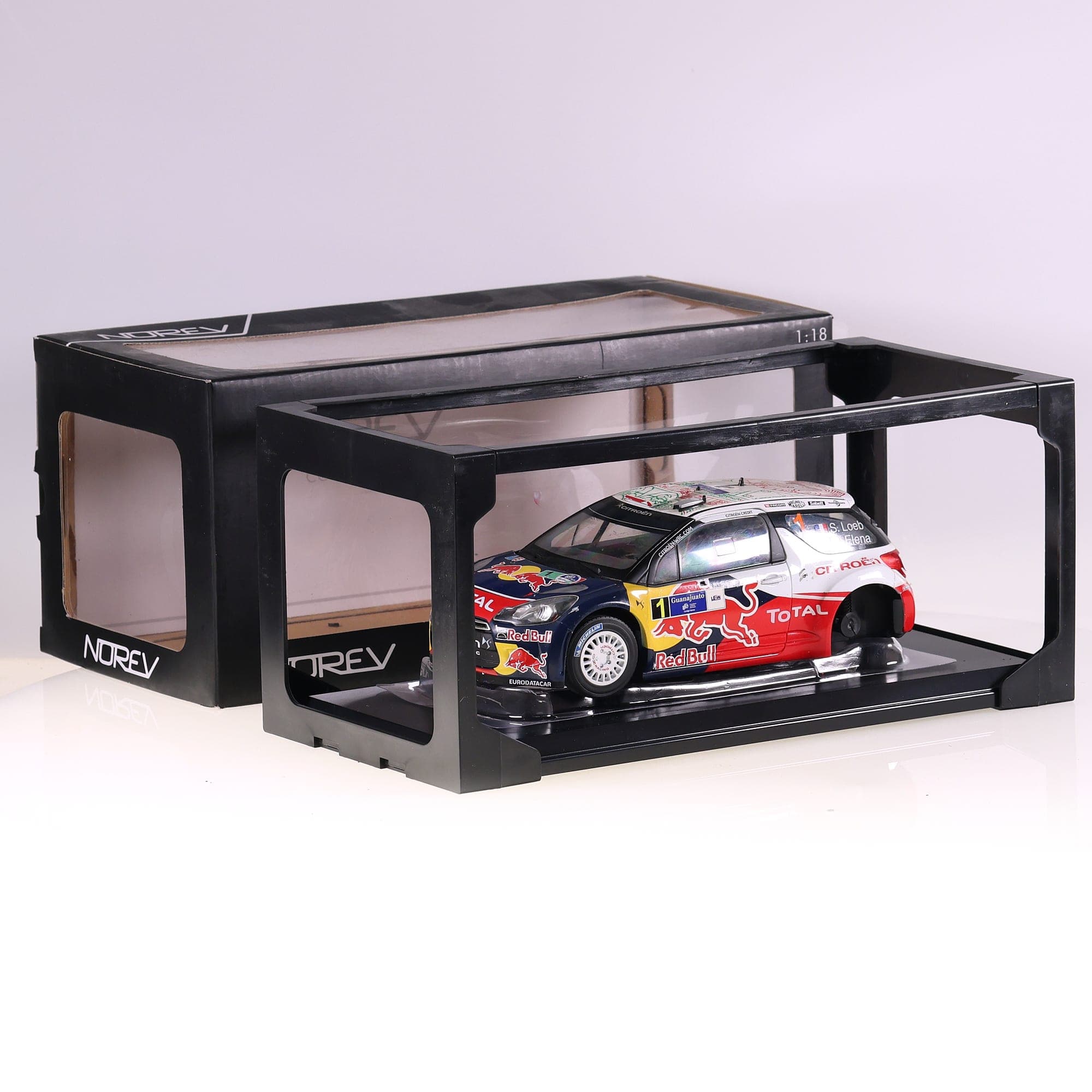 Norev Citroën DS3 WRC S. Loeb - D. Elena #1 voiture abîmée 1/18 avec boîte