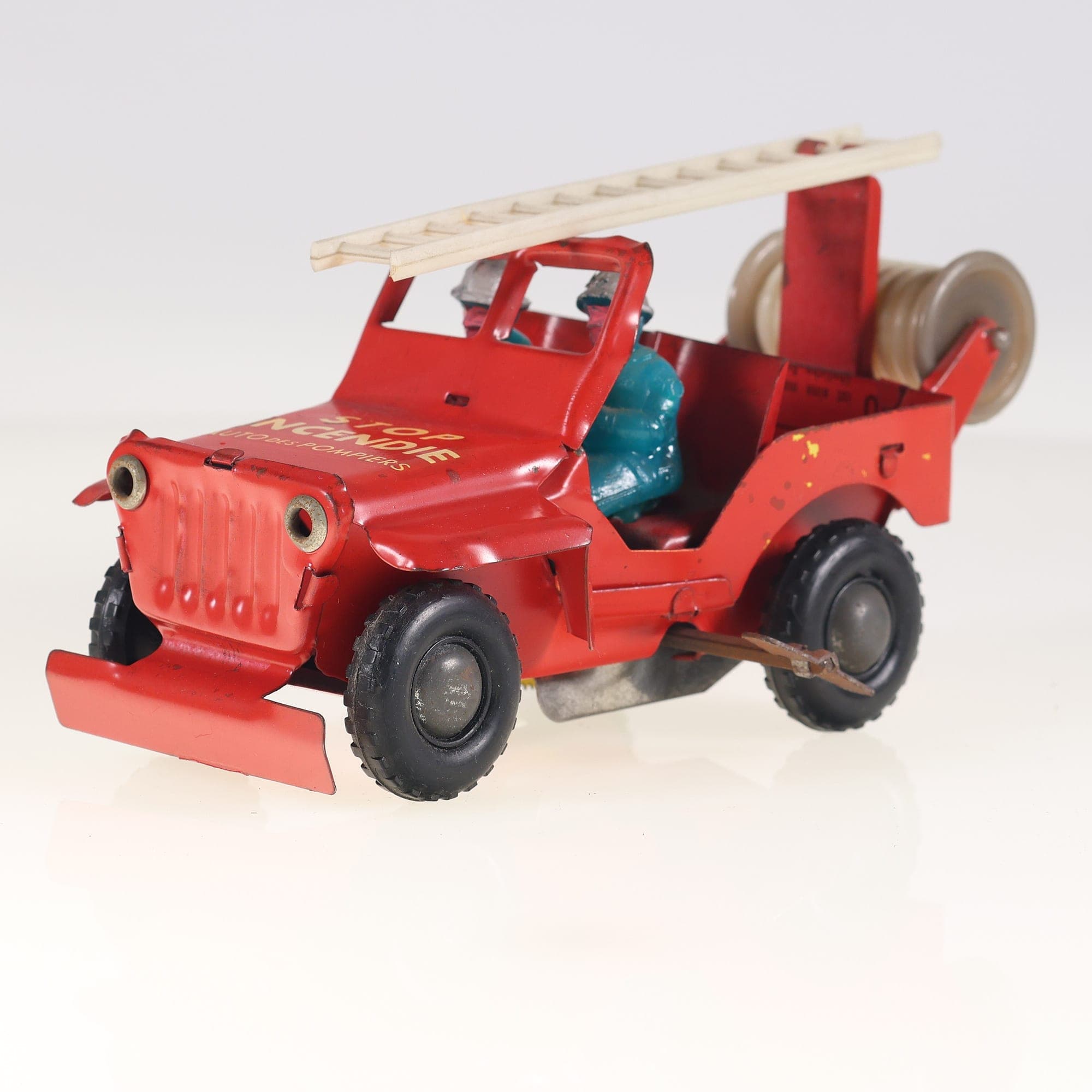 Joyax Jeep Willys Pompiers Stop Incendie 15 cm Rouge état B sans boîte
