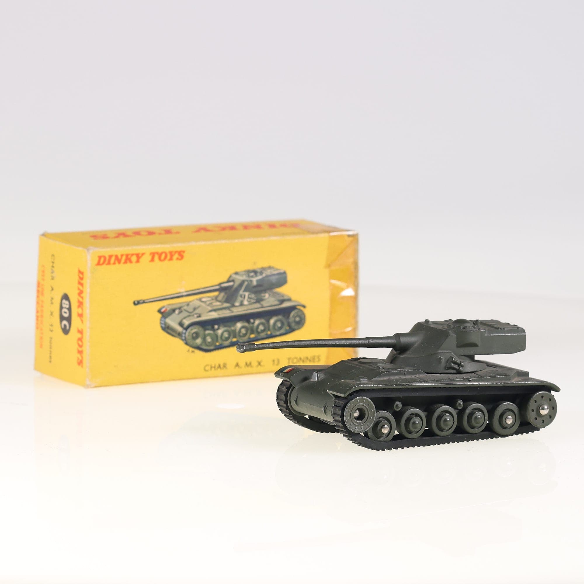 Dinky Toys 80C AMX Char AMX 13 tonnes 1/50 Vert militaire avec boîte — photo 1