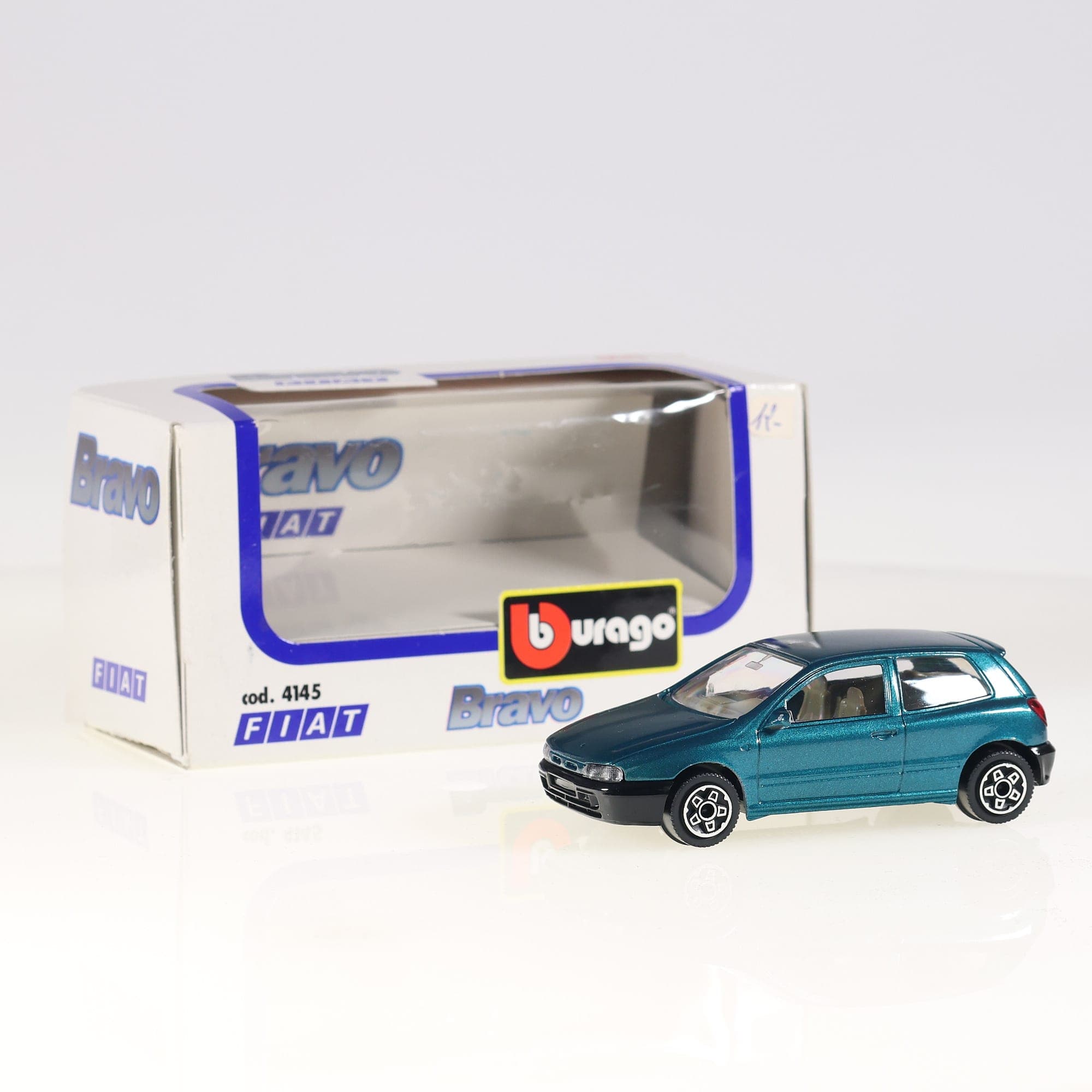 Fiat 4145 Burago Bravo 1/43 Bleu-vert métallisé avec boîte