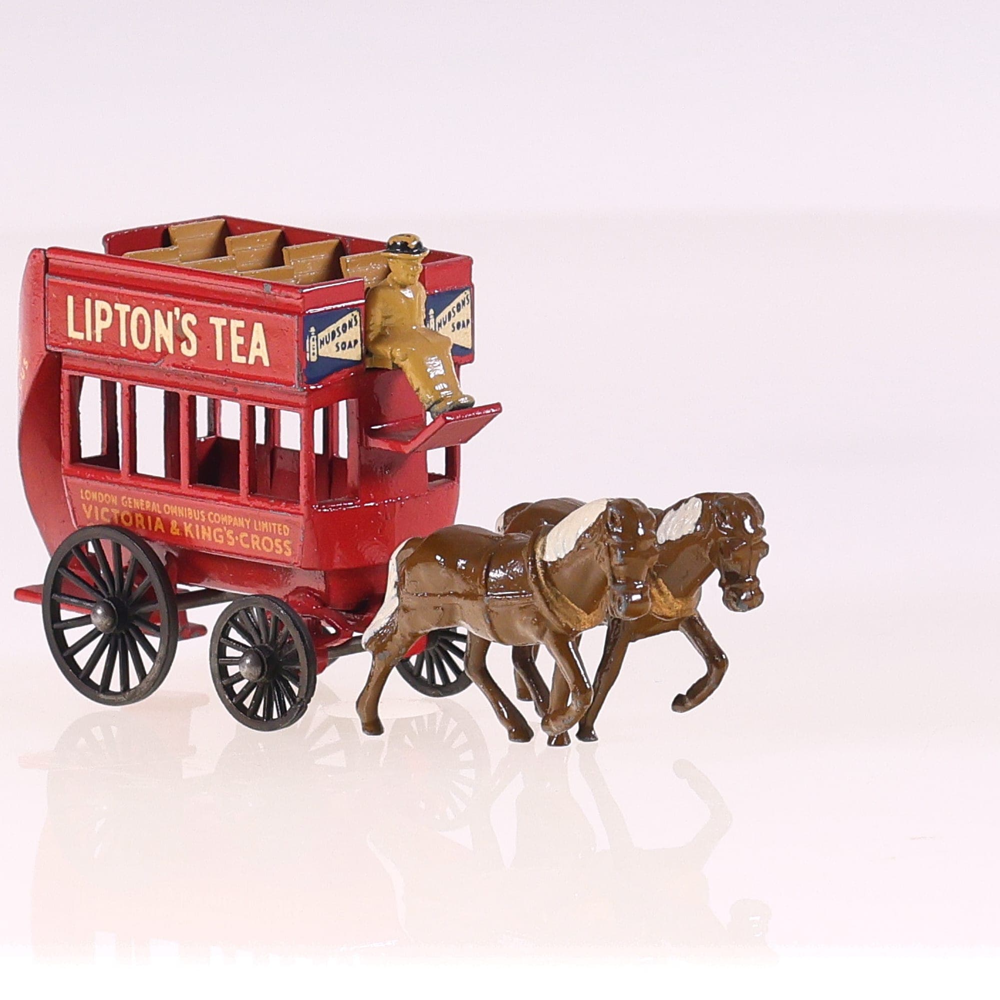 Lesney 12 Horse bus Omnibus Lipton's Tea 1/100 Rouge avec boîte — miniature 10