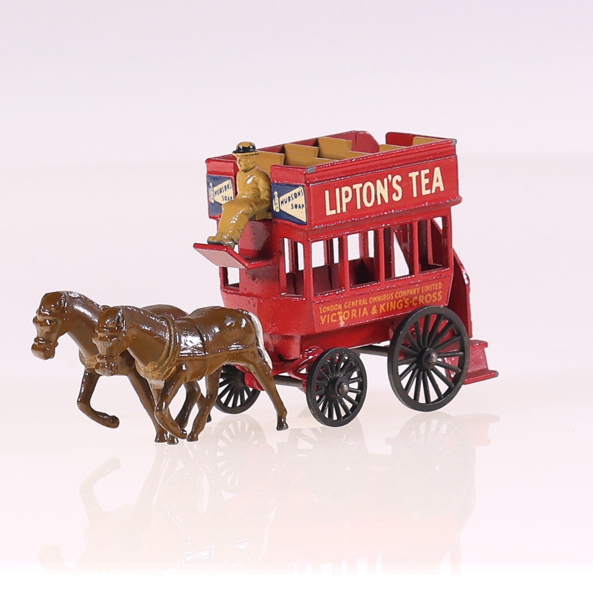 Lesney 12 Horse bus Omnibus Lipton's Tea 1/100 Rouge avec boîte — miniature 12