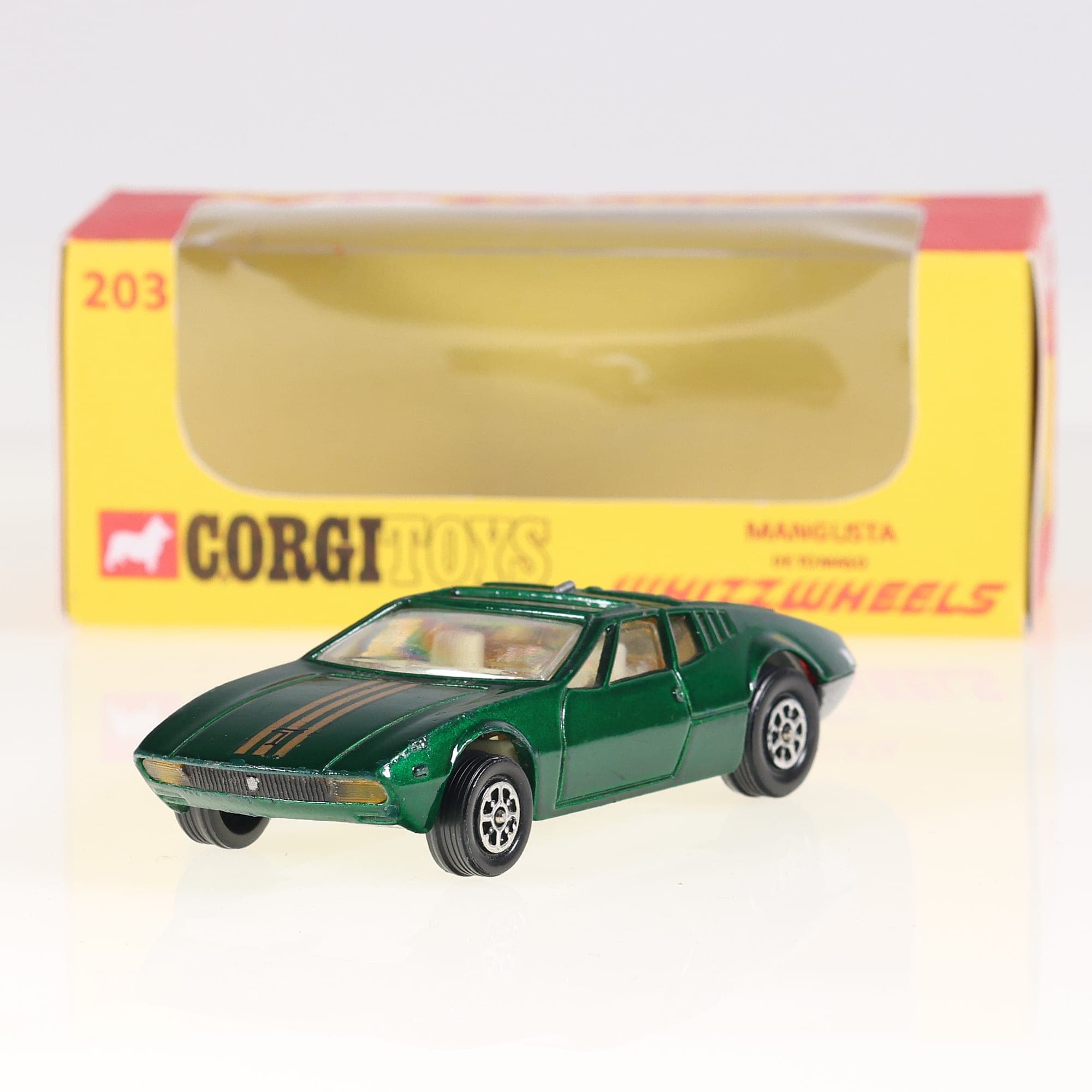 De Tomaso 203 Corgi Mangusta De Tomaso 1/43 Vert Grade B avec boîte repro — photo 1