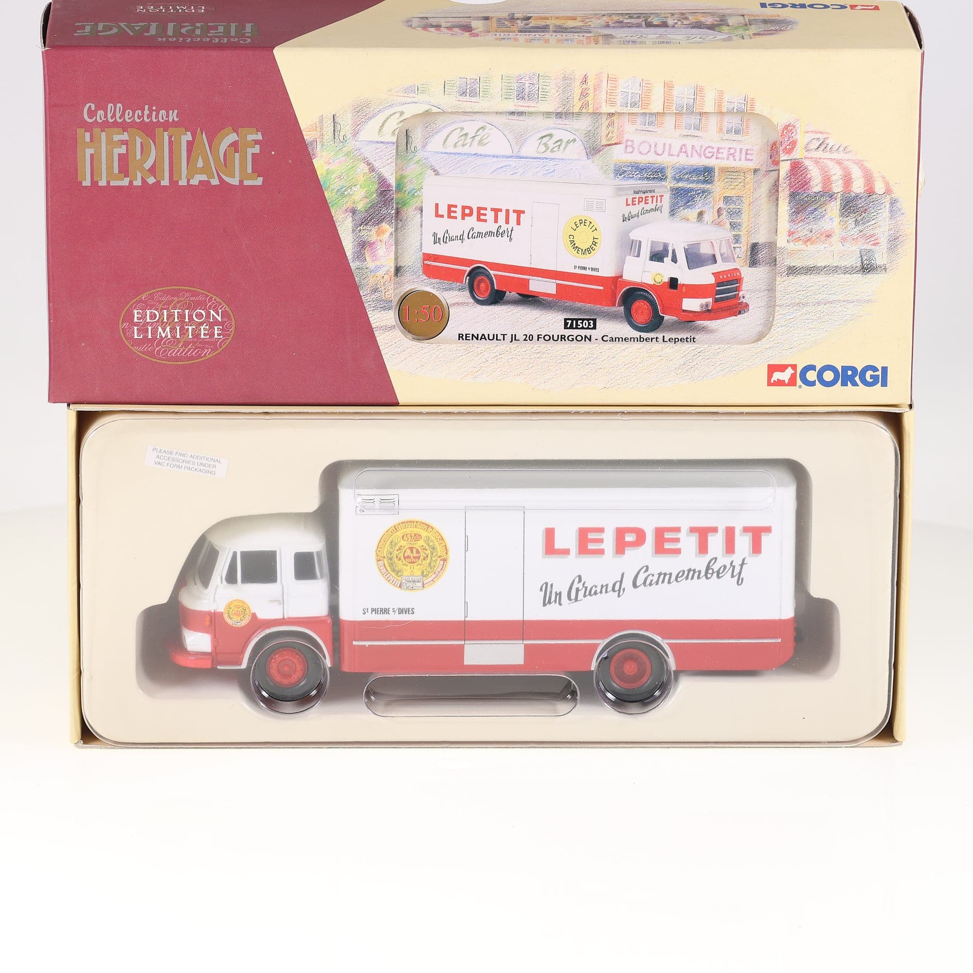 Corgi 71503 Renault JL 20 Fourgon Camembert Lepetit 1/50 Blanc avec boîte