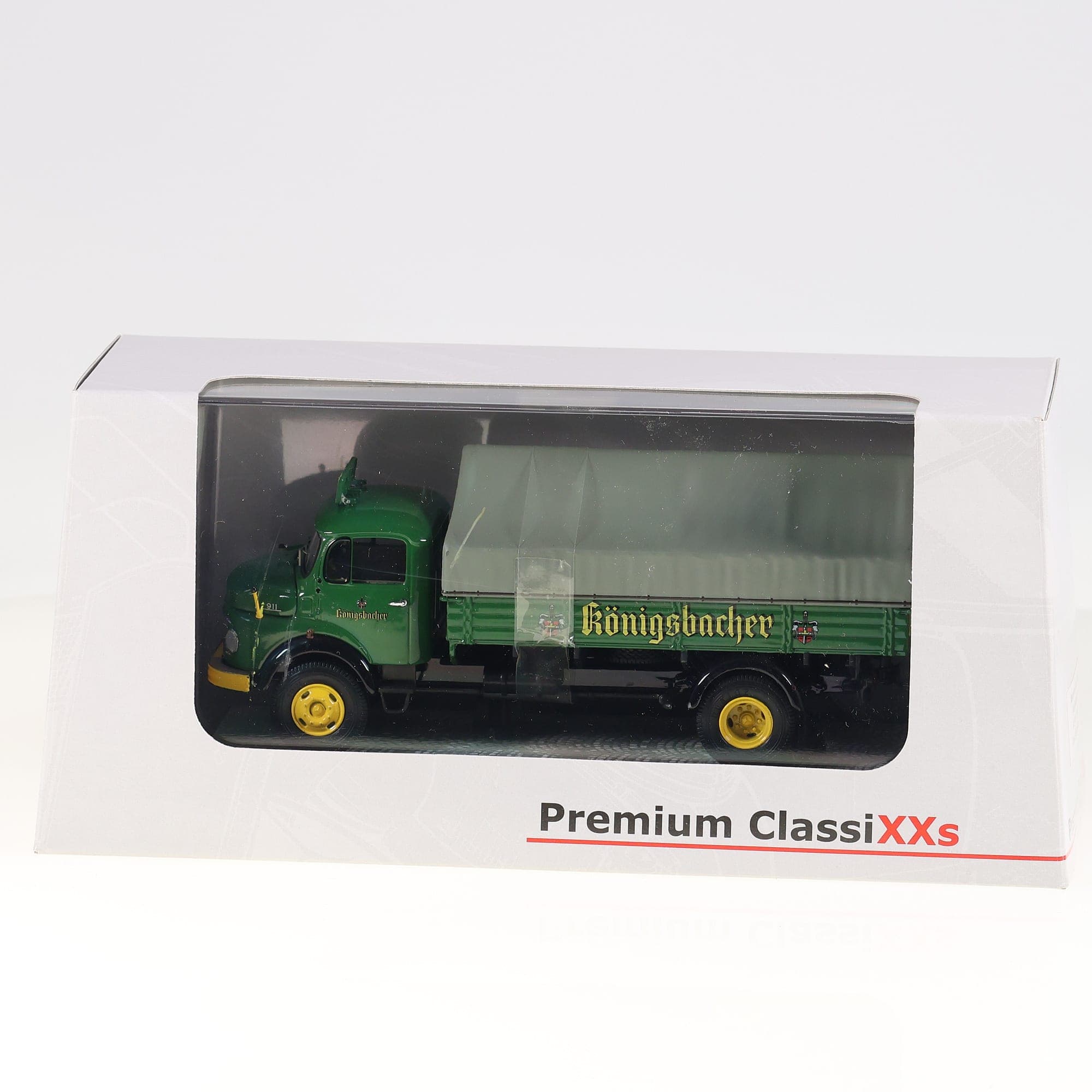 Premium ClassiXXs 12055 Mercedes-Benz L911 Bâché Königsbacher 1/43 vert neuf ave