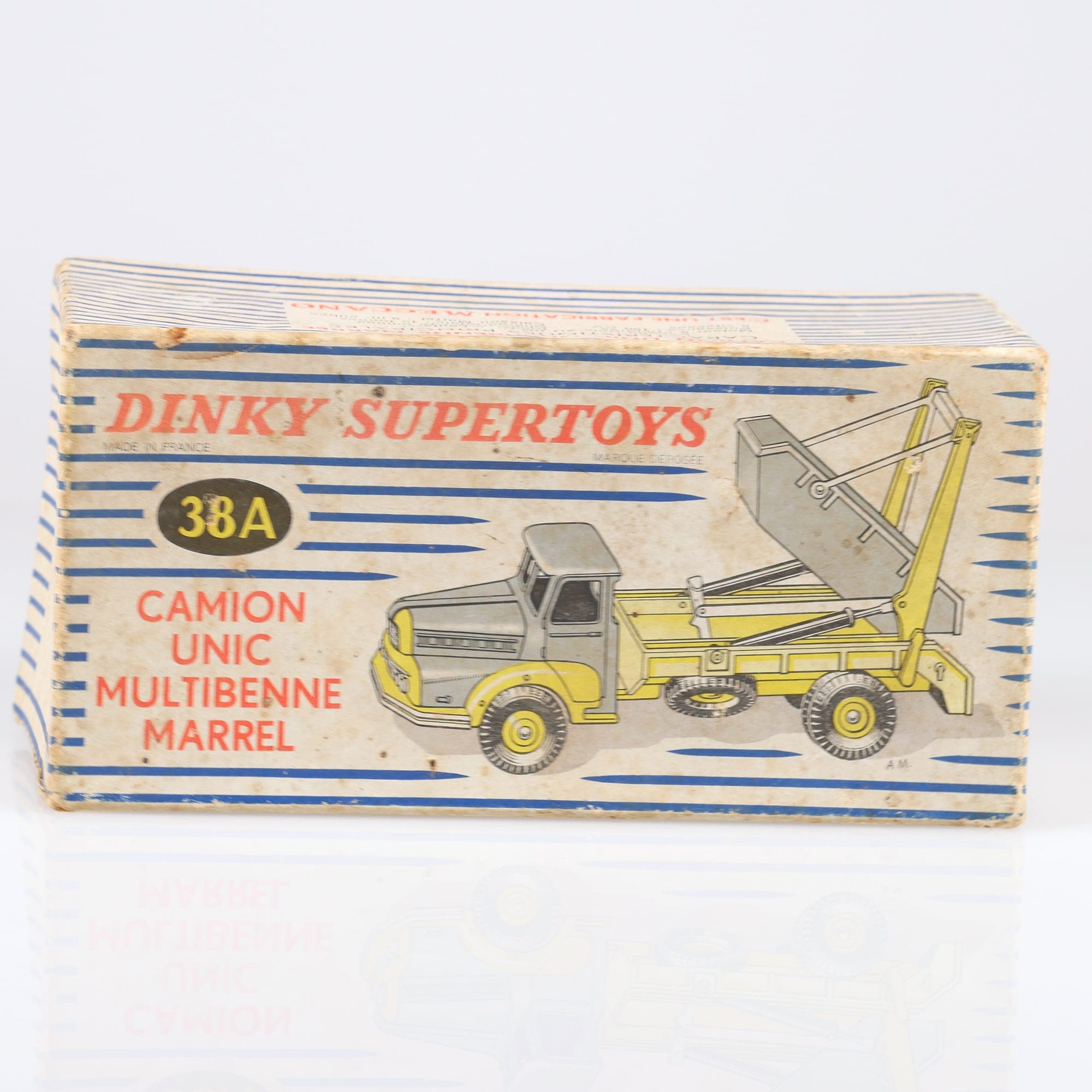 Dinky Toys 38A Unic Camion Multibenne Marrel 1/43 Jaune Grade B avec boîte — miniature 3