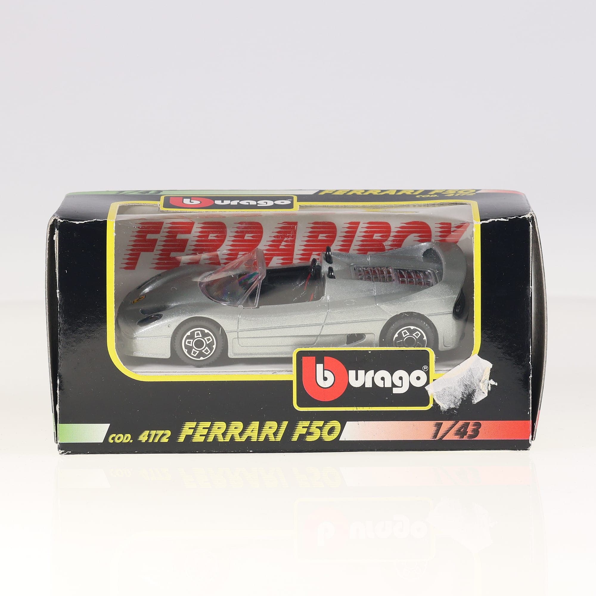Burago 4172 Ferrari F50 1/43 Gris métallisé Grade B avec boîte — miniature 3