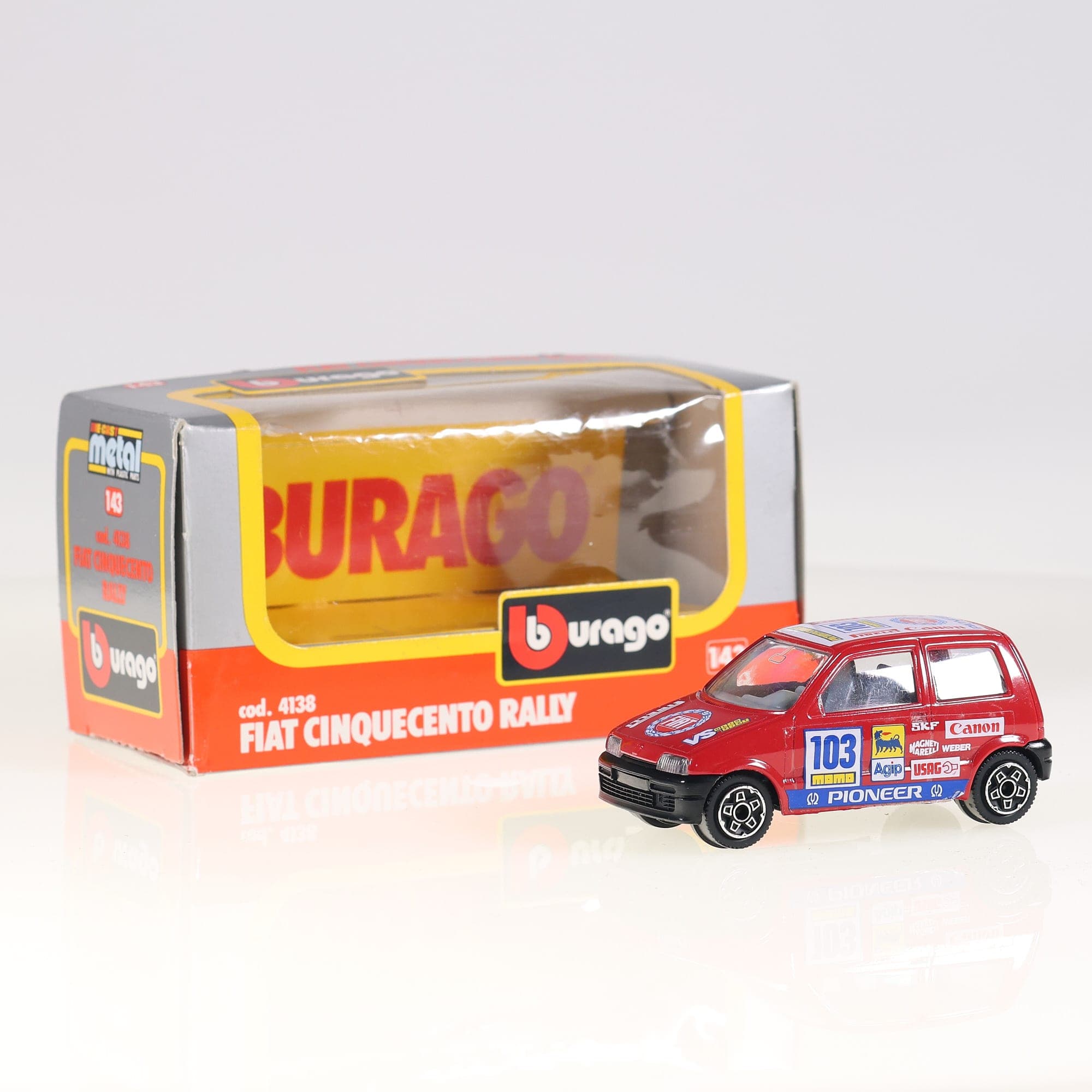Bburago 4138 Fiat Cinquecento Rally 1/43 Rouge avec boîte