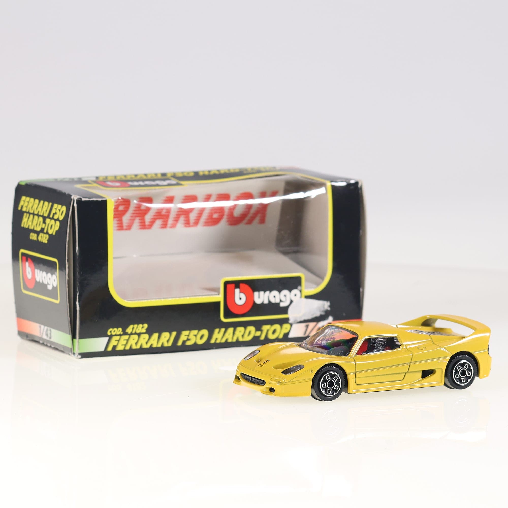 Burago 4182 Ferrari F50 Hard-Top 1/43 Jaune avec boîte