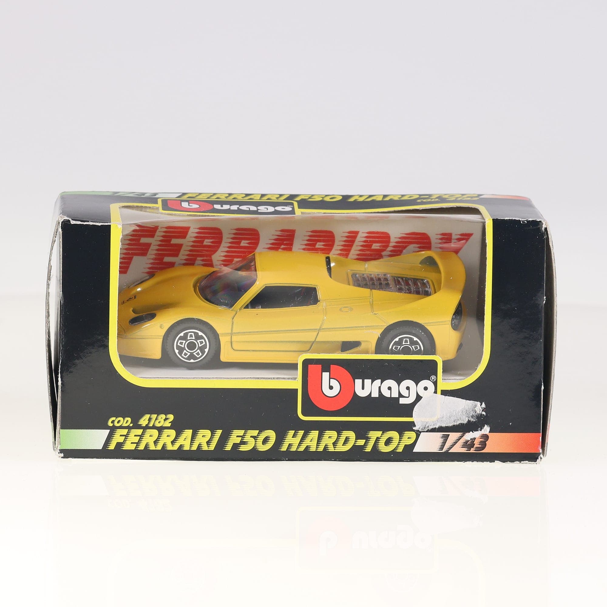 Burago 4182 Ferrari F50 Hard-Top 1/43 Jaune avec boîte — miniature 3