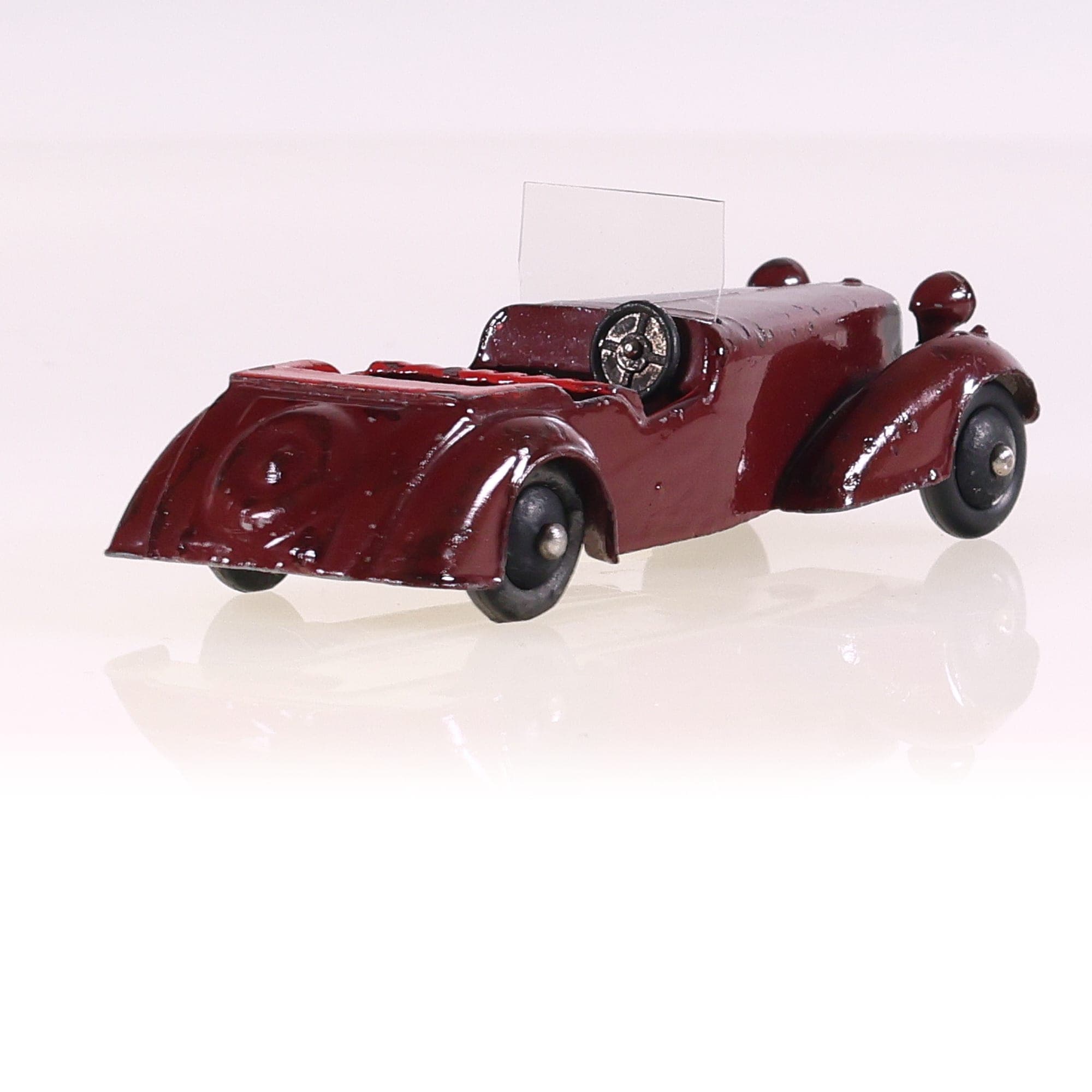 Dinky Toys 38 D Alvis cabriolet 1/43 Bordeaux châssis vert olive peu fréquent — miniature 5