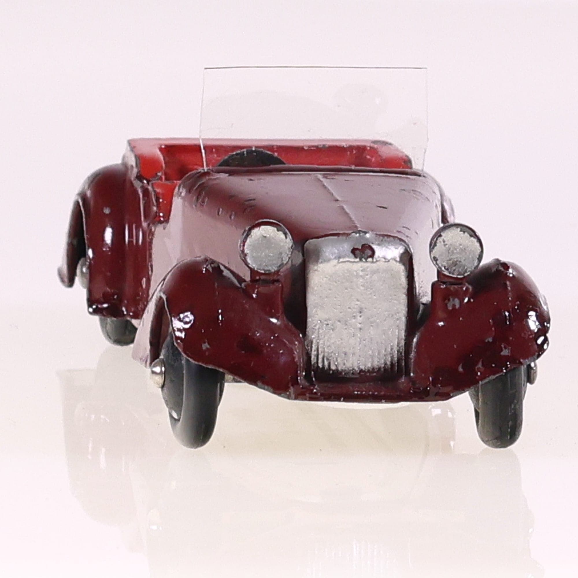 Dinky Toys 38 D Alvis cabriolet 1/43 Bordeaux châssis vert olive peu fréquent — miniature 8