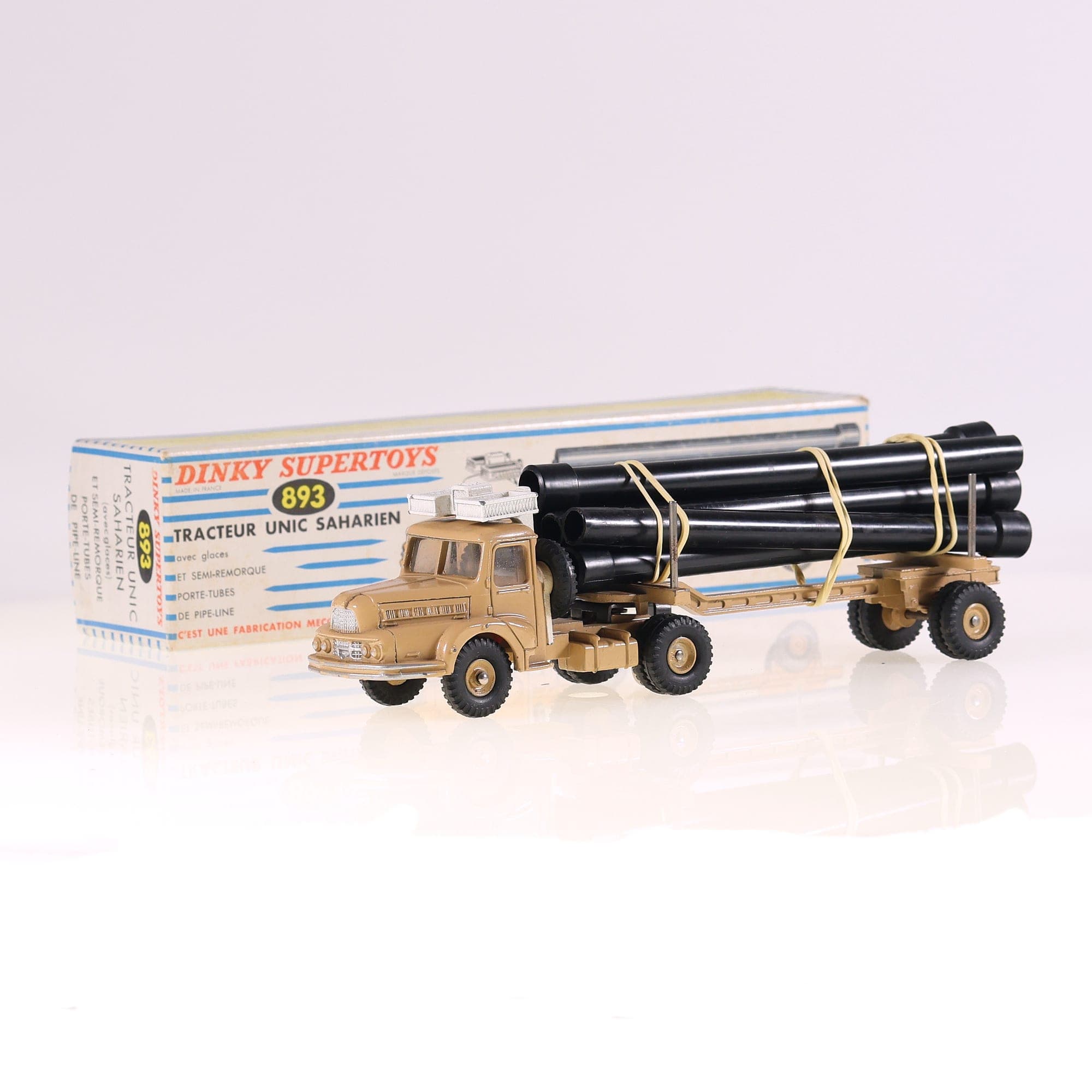 Unic 893 Dinky Toys Tracteur Unic Saharien porte-tubes 1/43 beige avec boîte