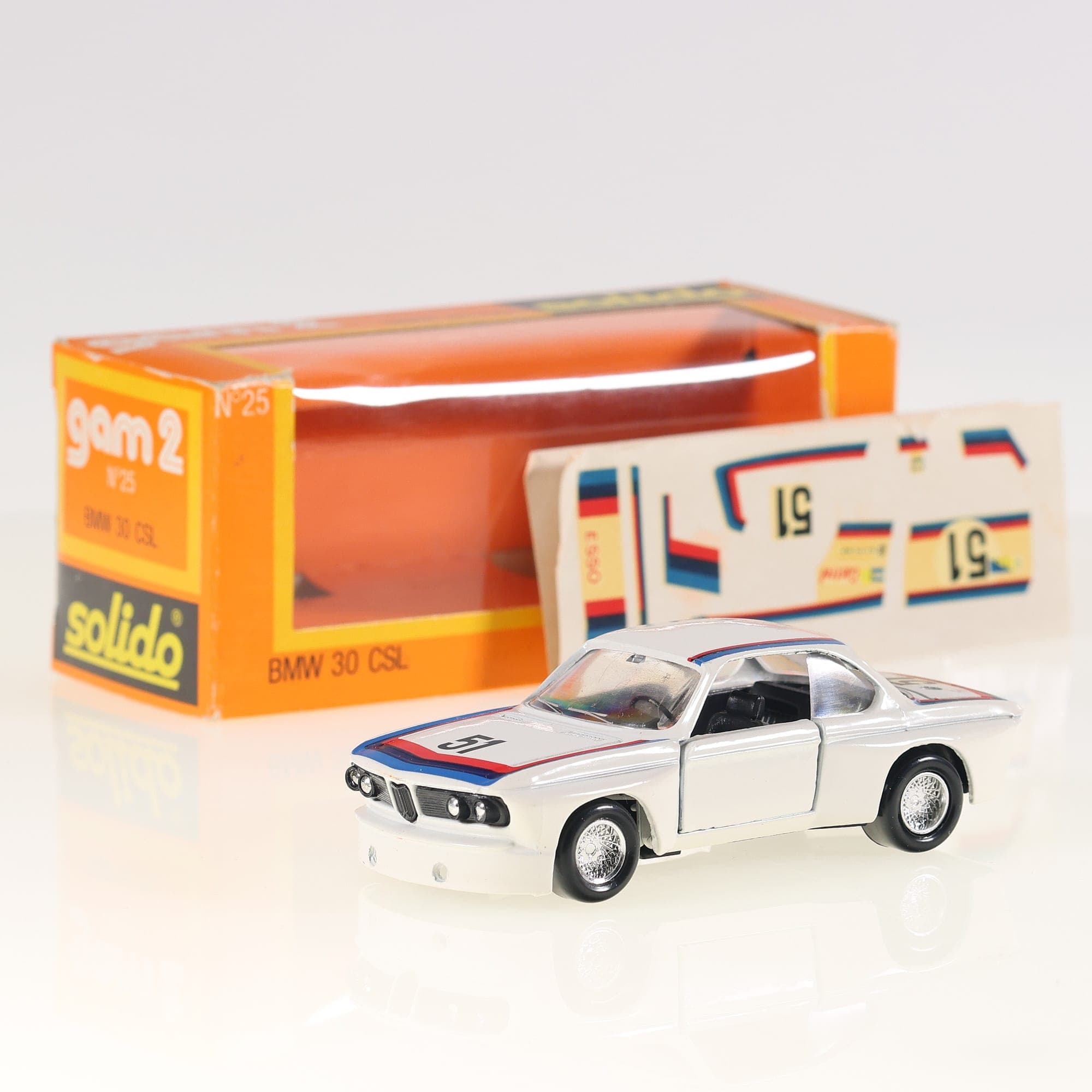 Solido 25 BMW 3.0 CSL #51 1/43 Blanc Grade B avec boîte