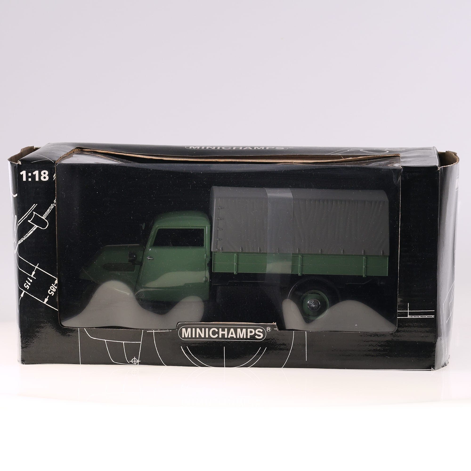 Minichamps 180099020 Dreirad Tempo canvas 1952 1/18 Vert foncé Grade B avec boît — photo 1