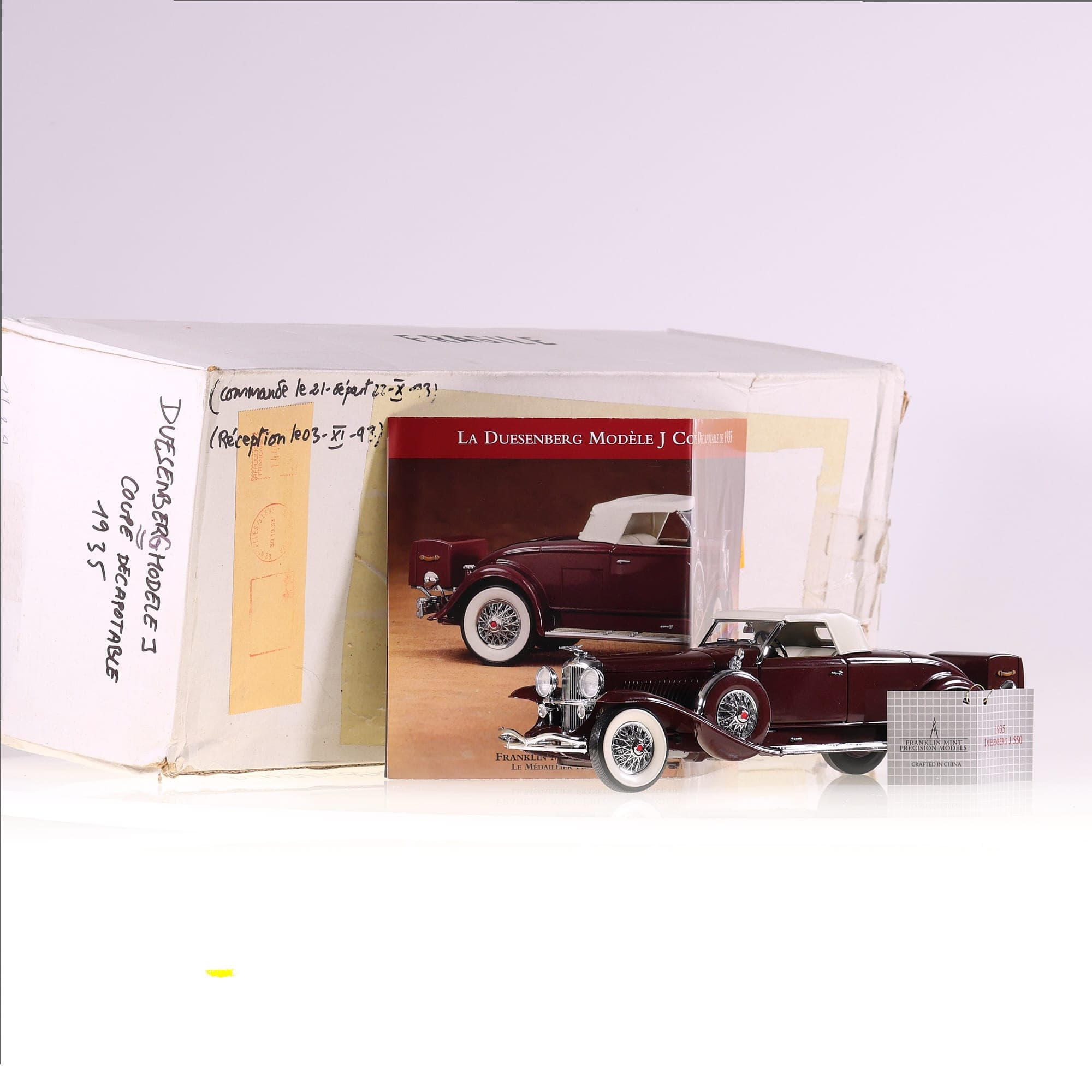 Franklin Mint Duesenberg 1935 J SSJ  1/24 Bordeaux avec boîte — photo 1