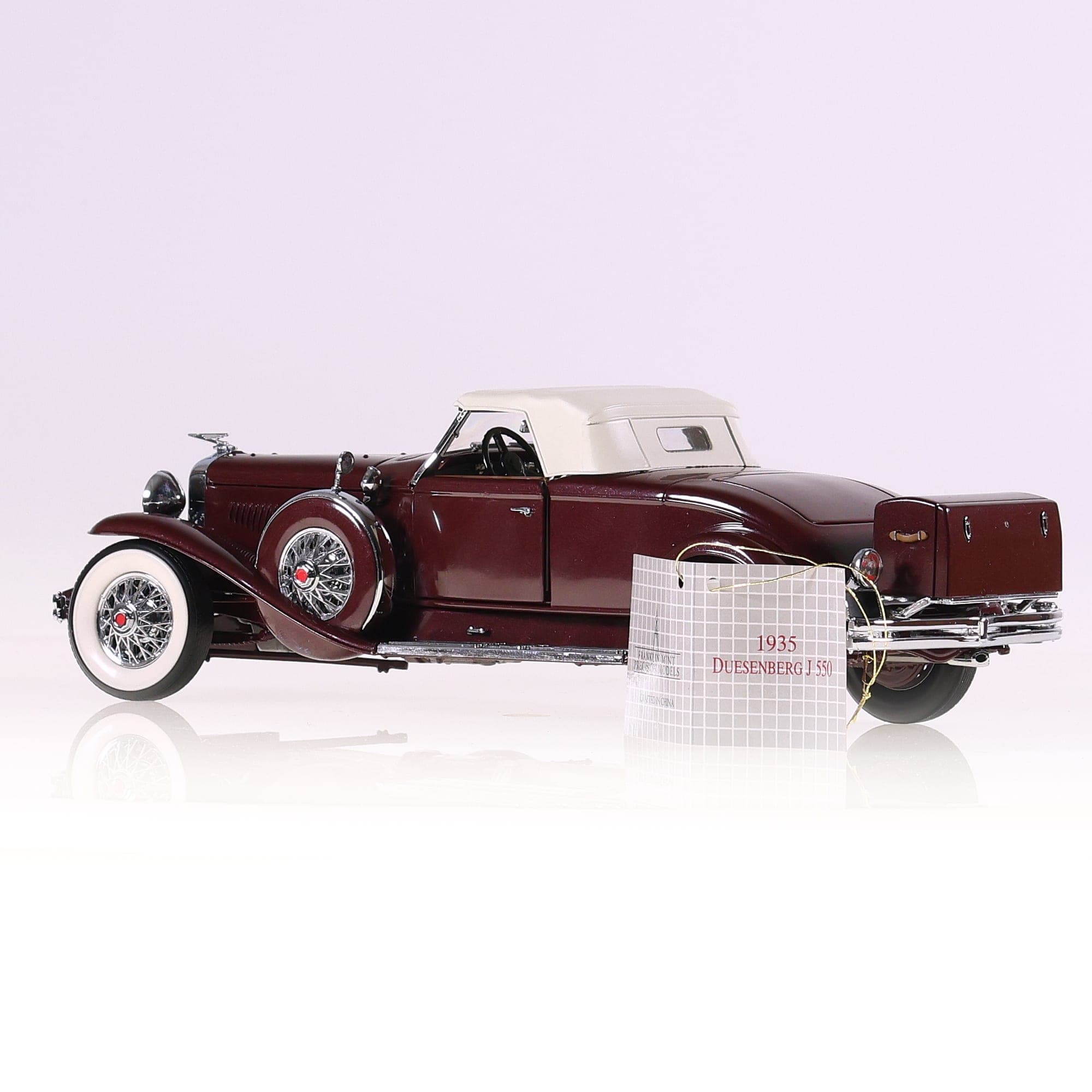 Franklin Mint Duesenberg 1935 J SSJ  1/24 Bordeaux avec boîte — miniature 7