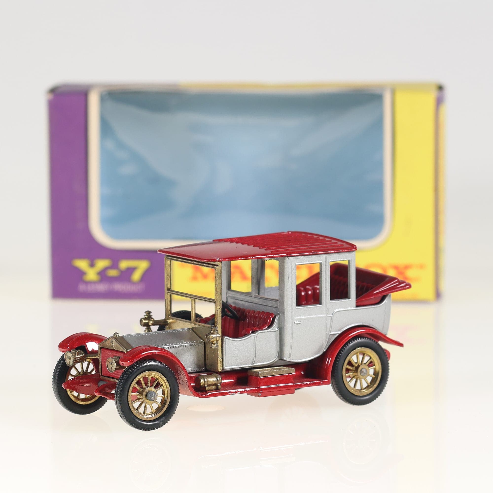 Matchbox Y-7 Rolls-Royce 1912 Rolls-Royce 1/48 Rouge et argent avec boîte
