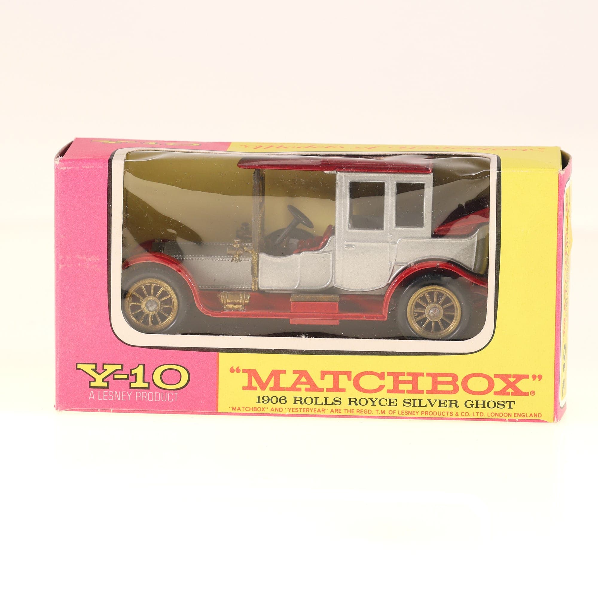 Matchbox Y-10 Rolls-Royce 1906 Silver Ghost 1/51 rouge et blanc avec boîte — miniature 3