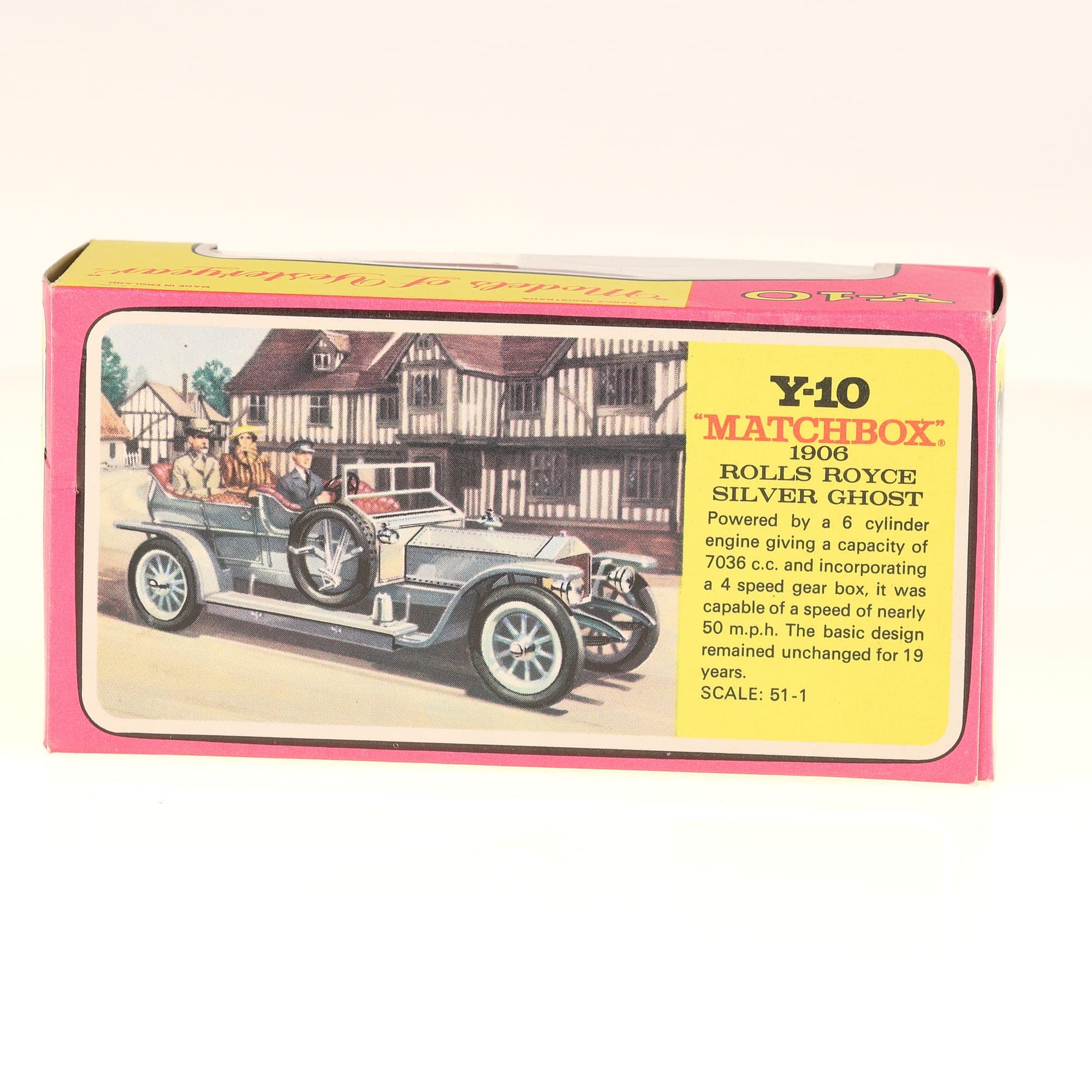 Matchbox Y-10 Rolls-Royce 1906 Silver Ghost 1/51 rouge et blanc avec boîte — miniature 5
