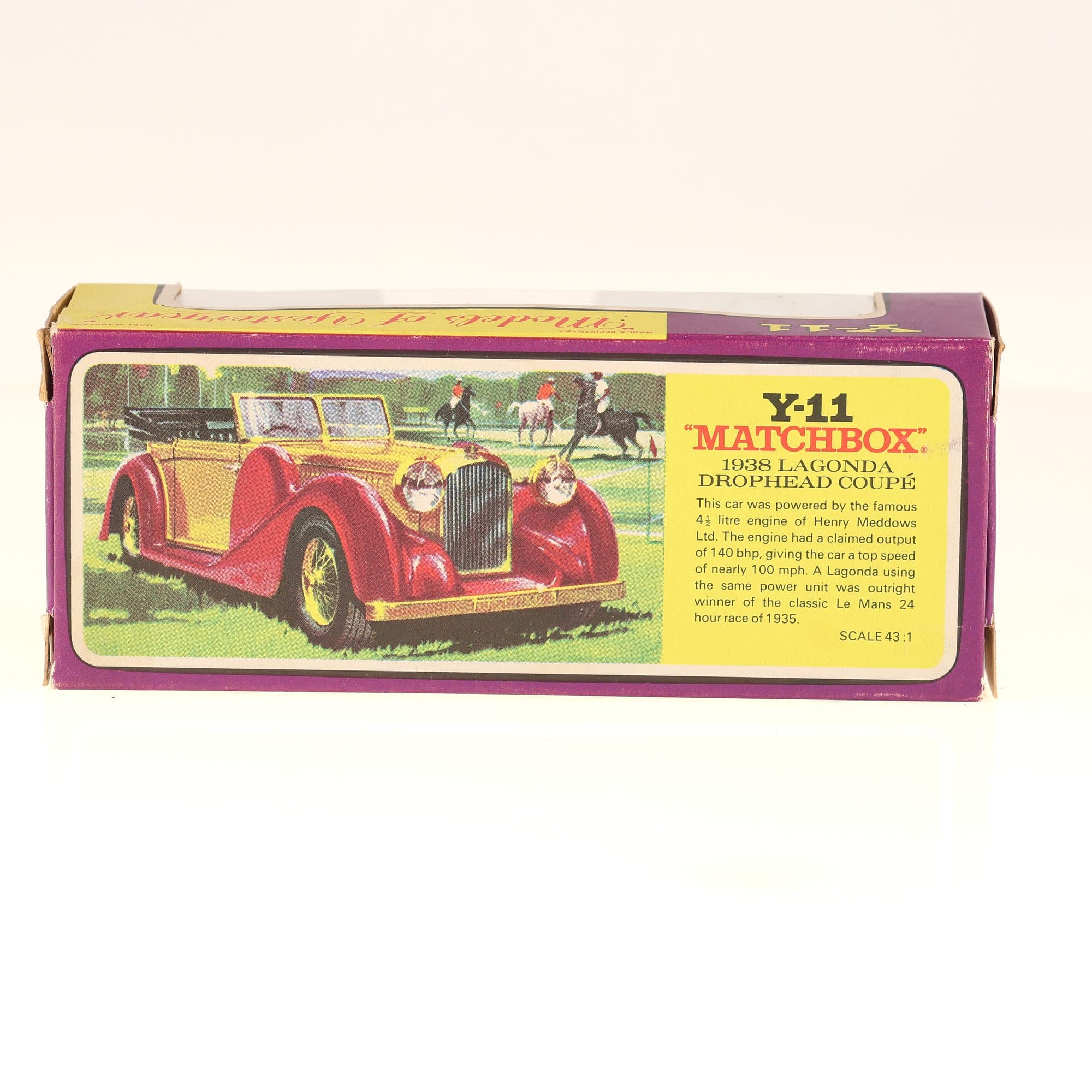 Matchbox Y-11 Lagonda 1938 Lagonda Drophead Coupé 1/43 jaune et bordeaux avec bo — miniature 5