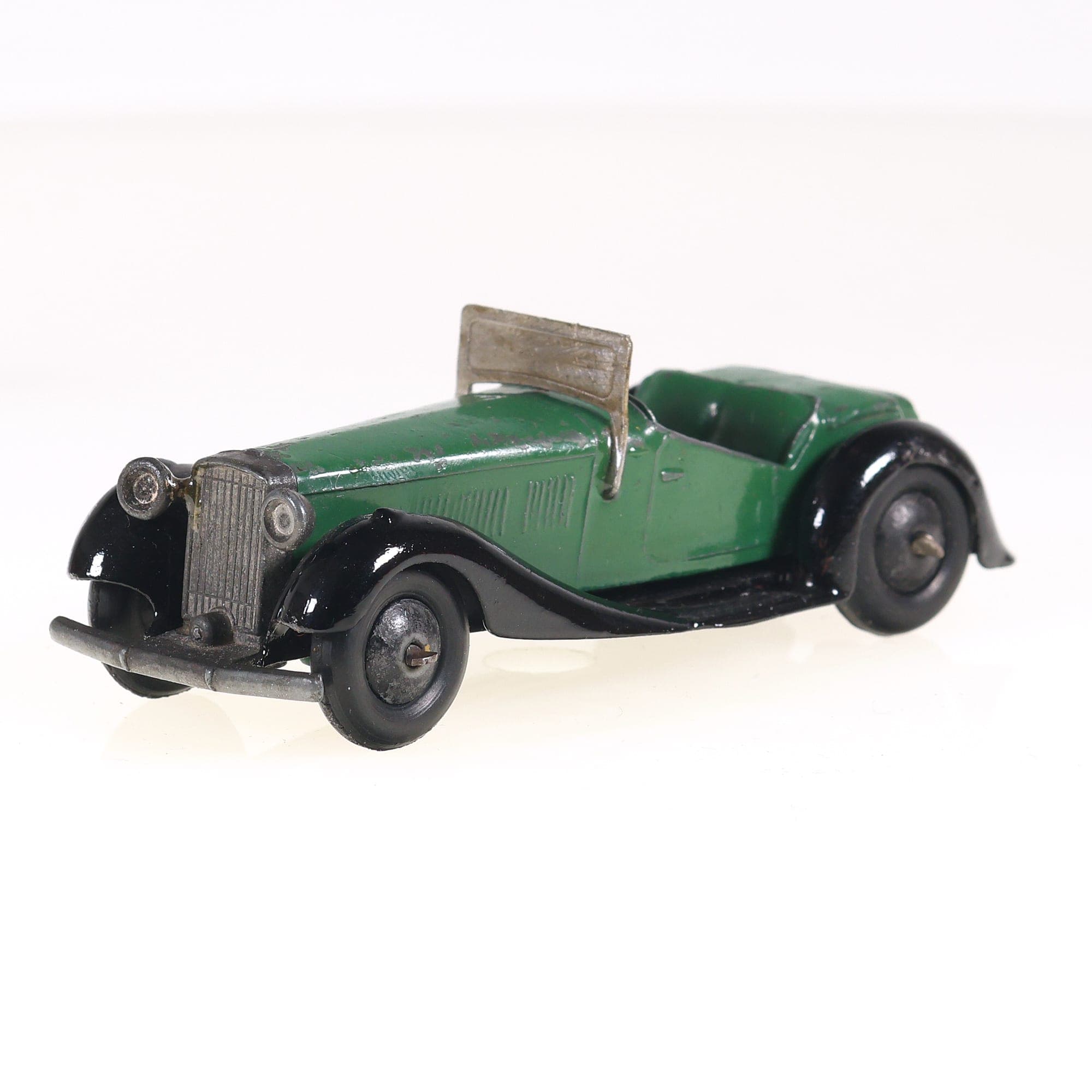 Dinky Toys 36E British Salmson two seater sport 1/43 Vert Grade C sans boîte — miniature 8