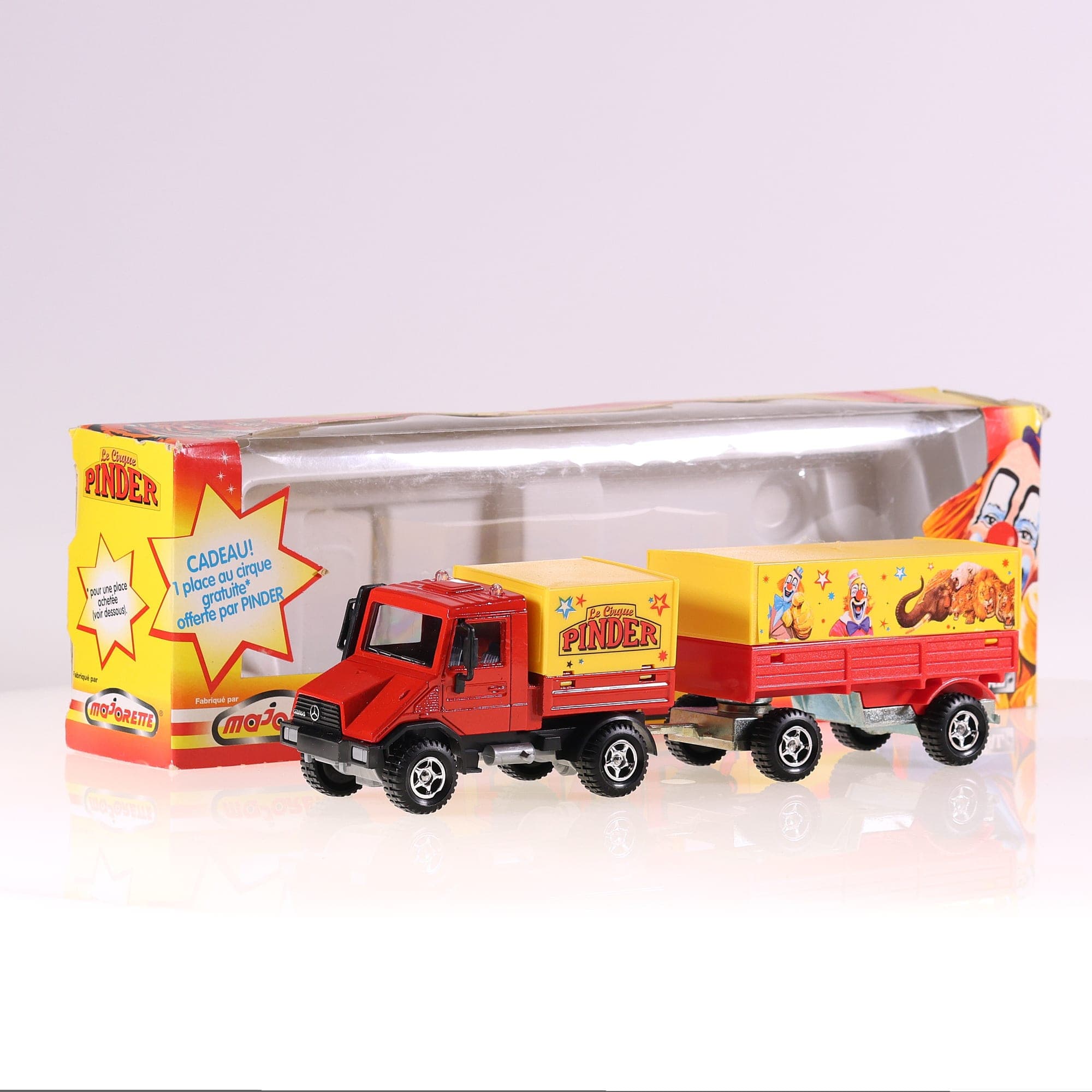 Majorette Cirque Pinder Unimog avec remorque Bicolore avec boîte