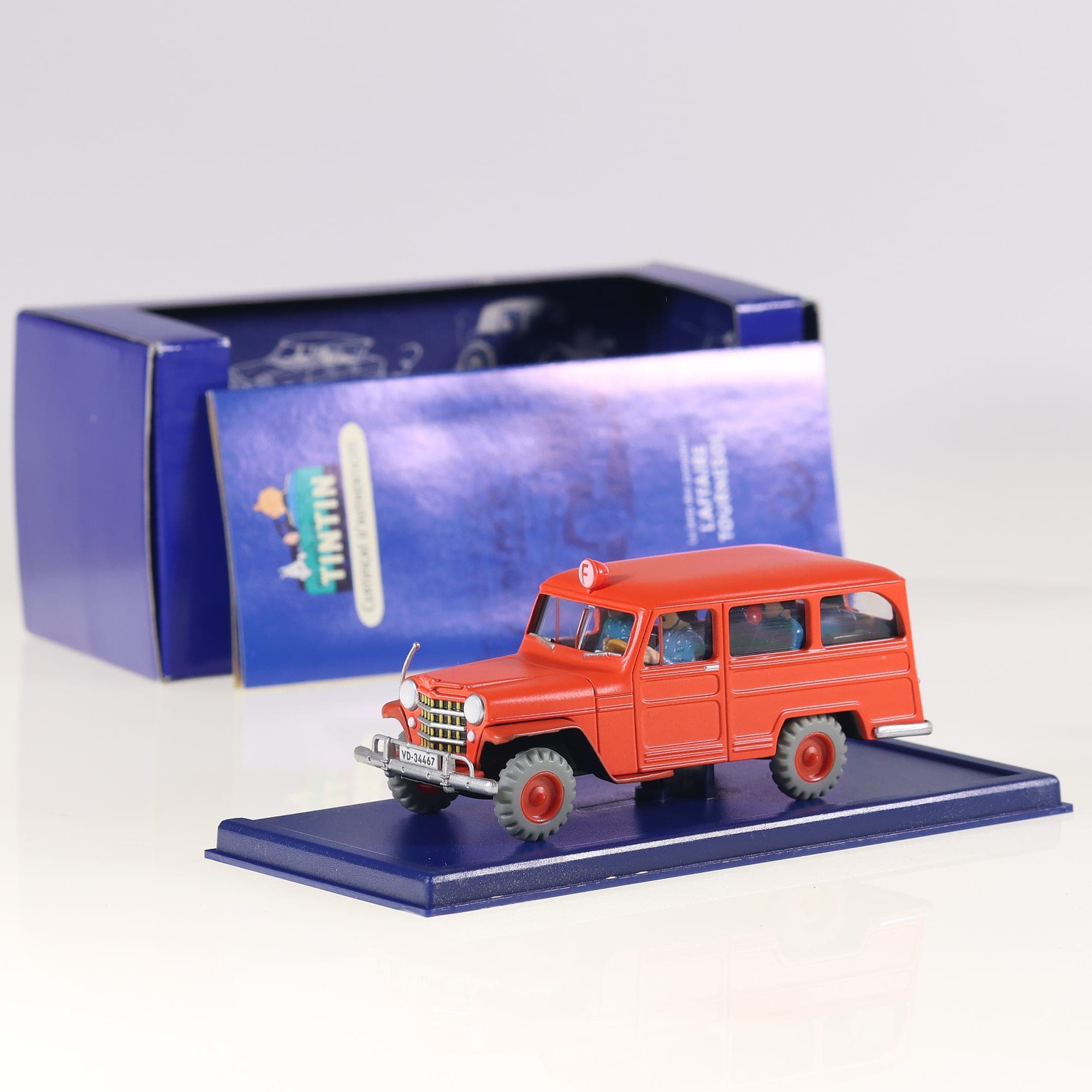 Atlas Tintin 2 118 057 Willys Jeep des pompiers 1/43 Rouge avec boîte
