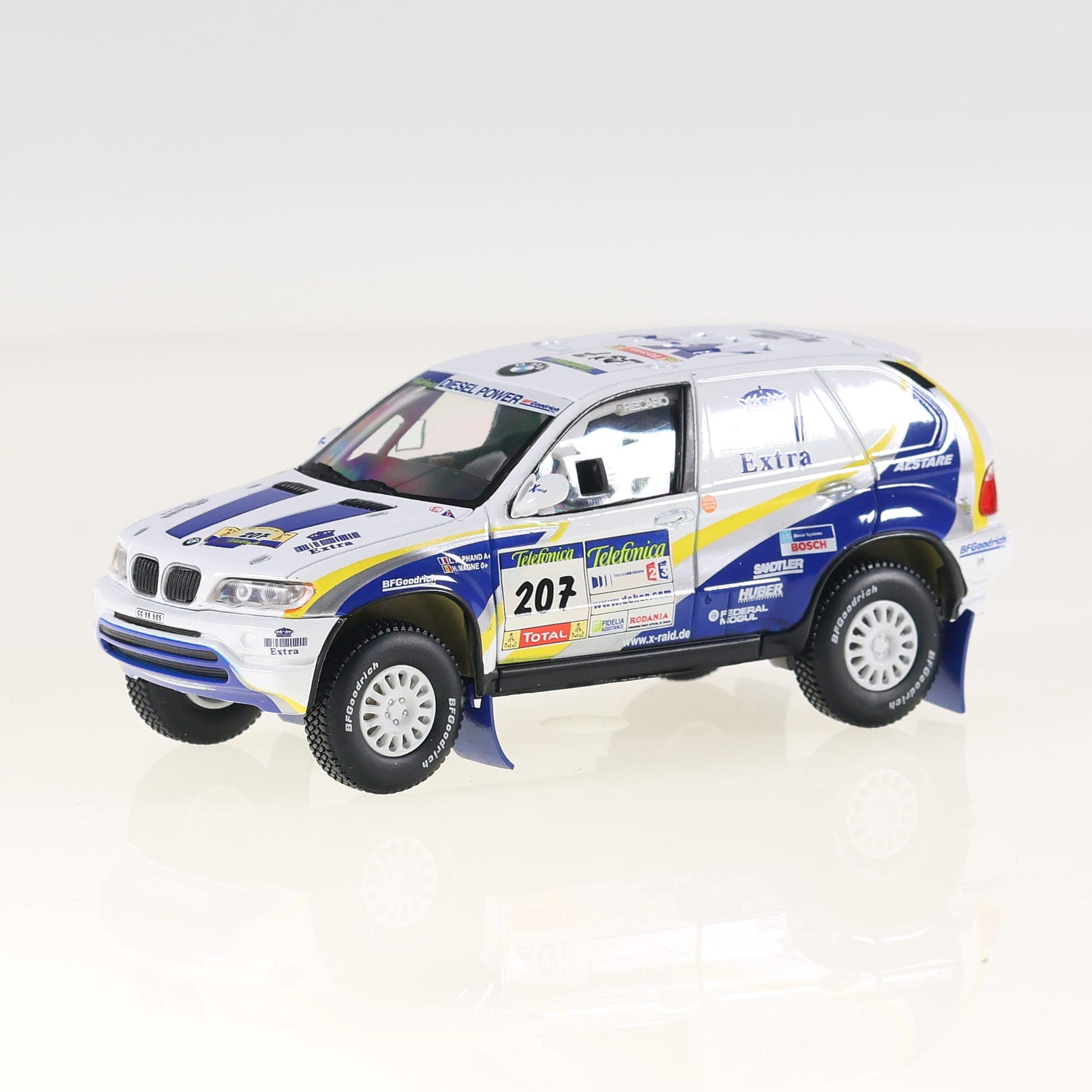 Solido BMW X5 Rally Raid #207 1/43 Blanc / Bleu / Jaune avec boîte — photo 1