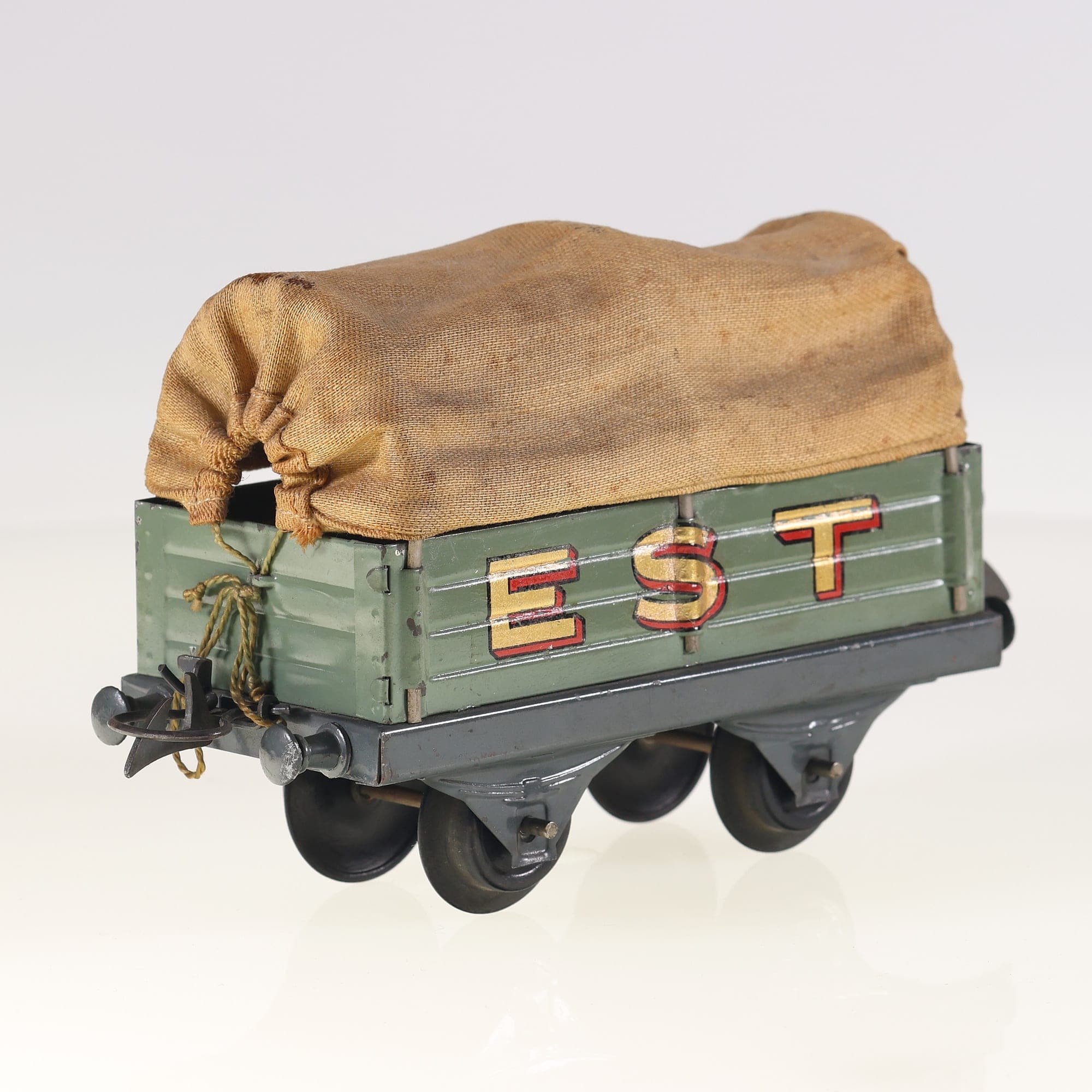 Hornby EST Wagon tombereaux bâché O Vert / Gris Grade B sans boîte