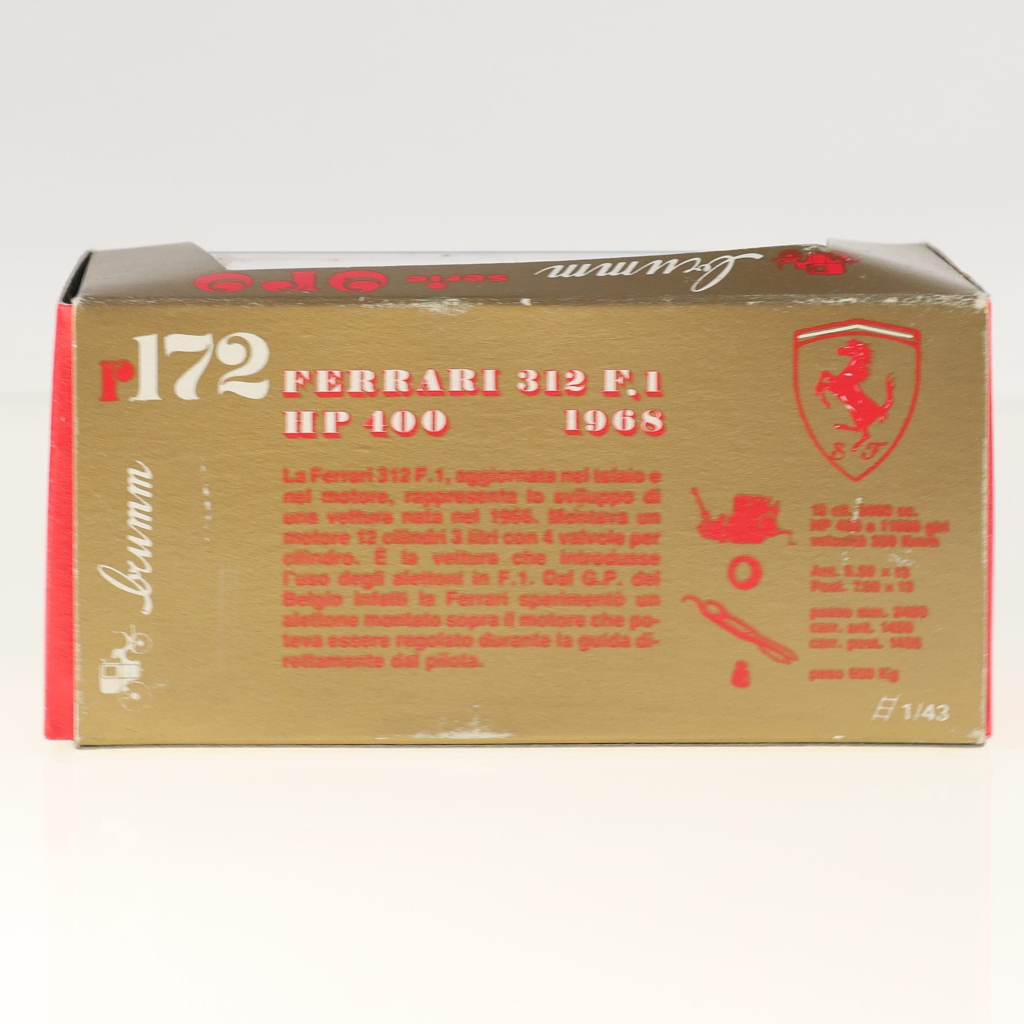 Brumm  Ferrari 312 F1 HP 400 1968 r172 #9 1/43 Rouge avec boîte — miniature 3
