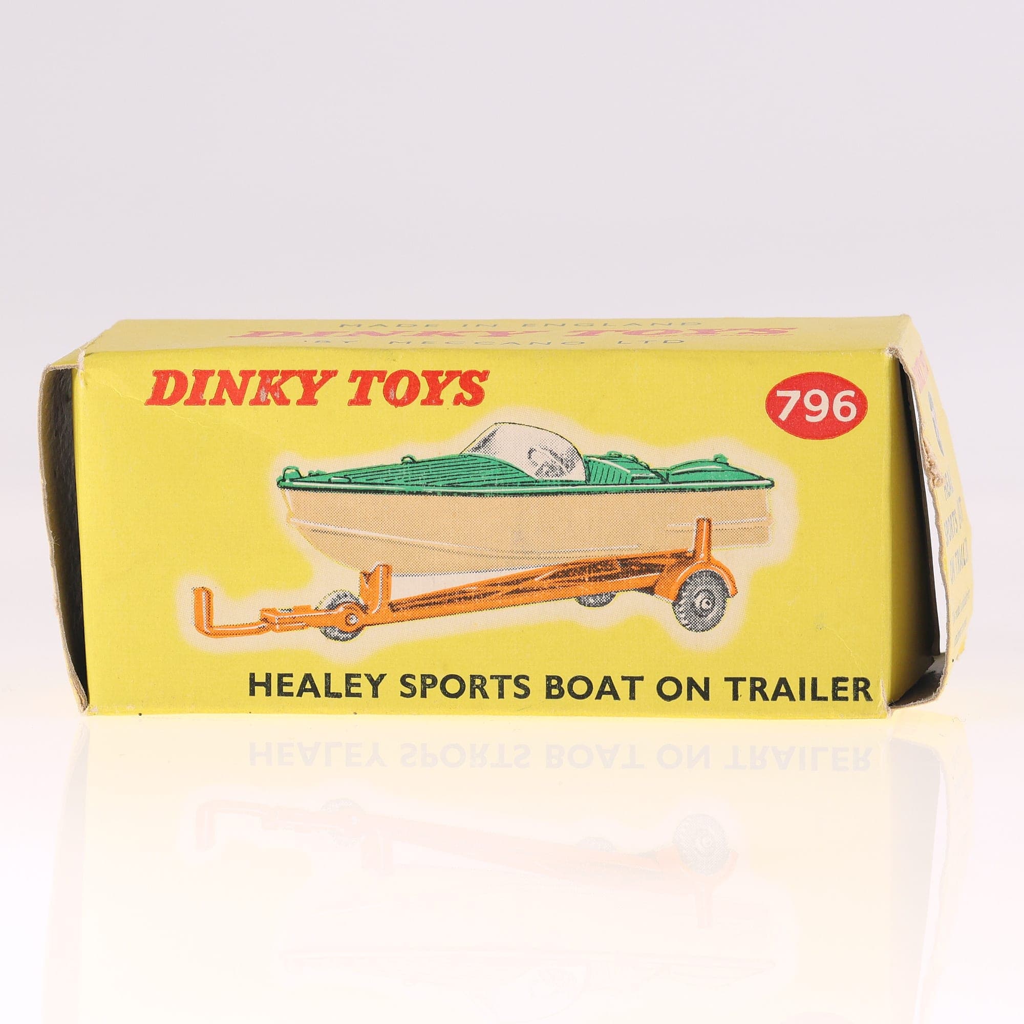 Dinky Toys n° 796 Healey Sports Boat on Trailer 1/43 bateau vert avec boîte — miniature 3