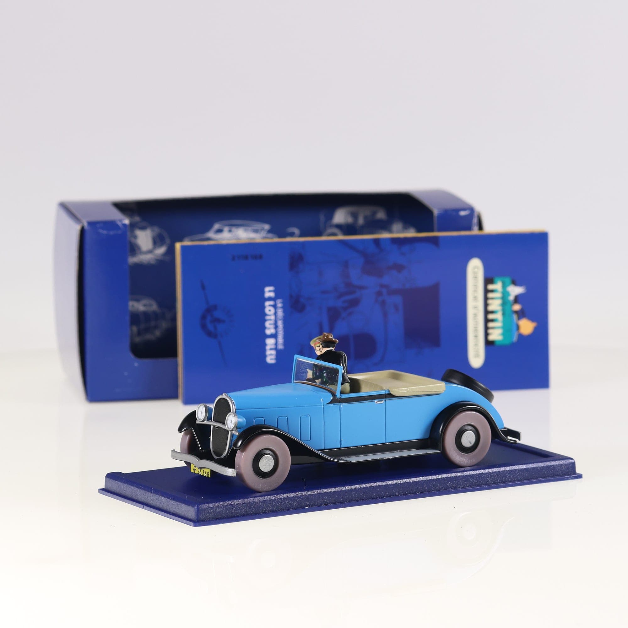 Atlas Tintin 2 118 068 La décapotable du Lotus bleu 1/43 Bleu avec boîte