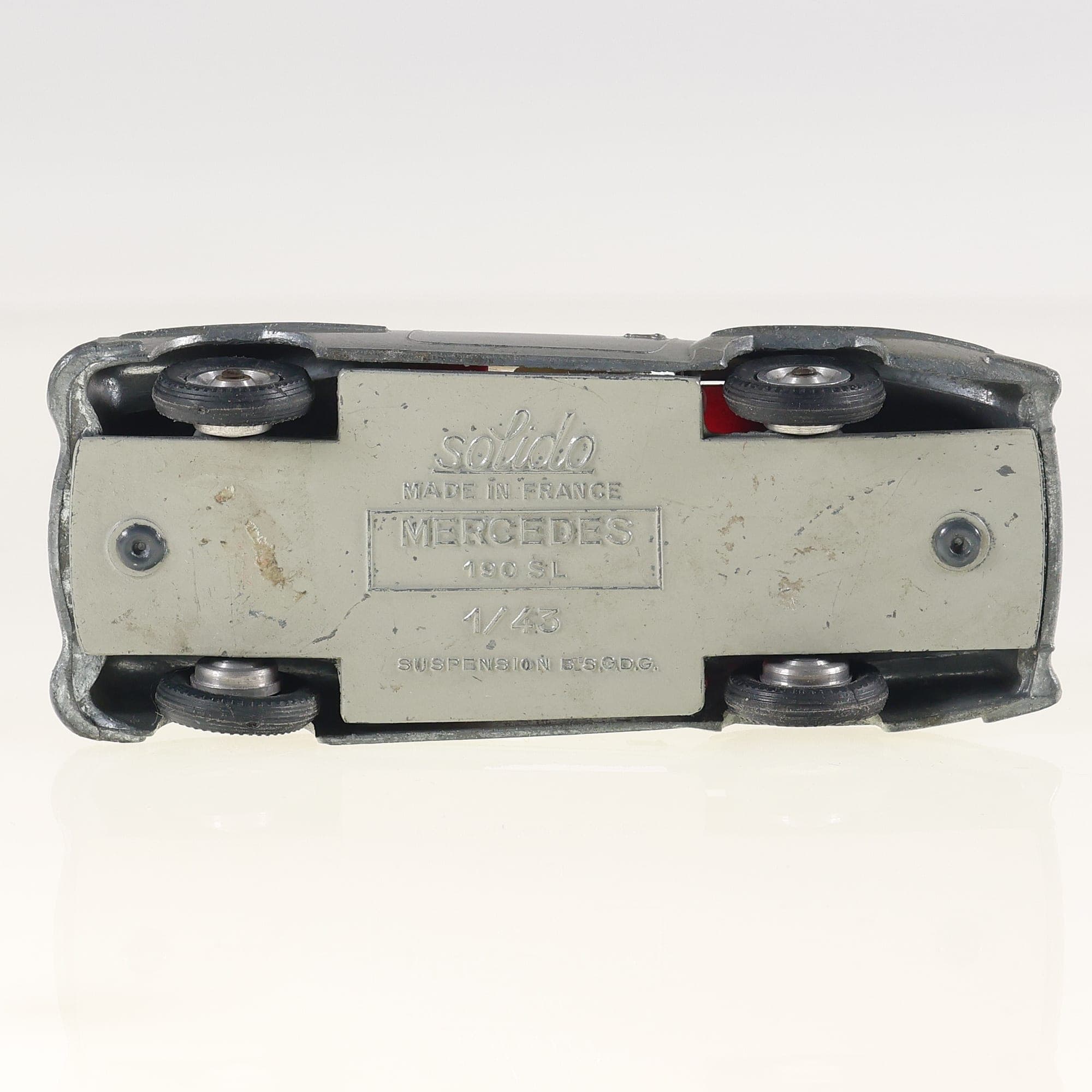 Solido Mercedes-Benz 190 SL Roadster 1/43 Gris métallisé Grade B sans boîte — miniature 10