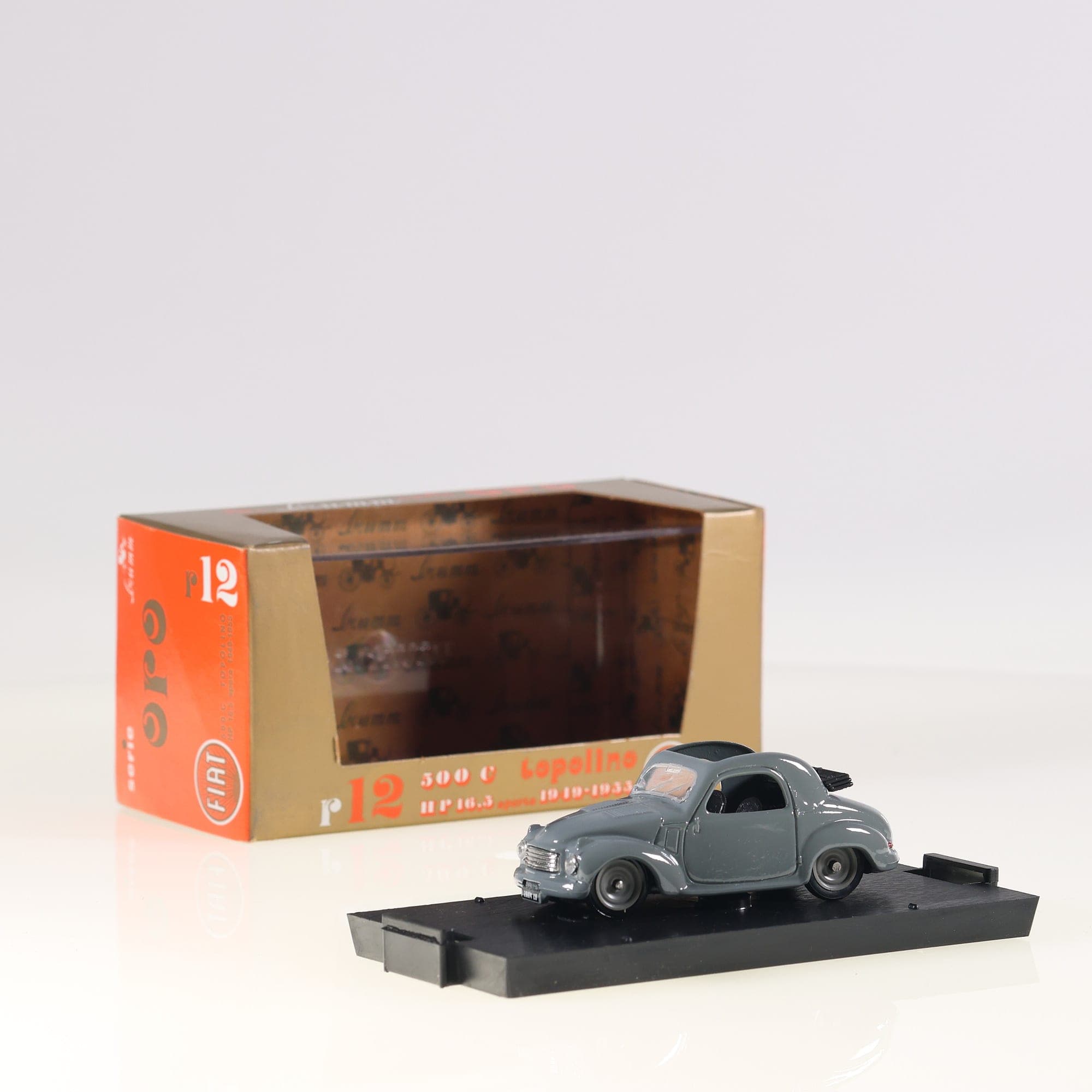 Brumm Oro r12 Fiat 500 C Topolino 1/43 Gris bleu avec boîte