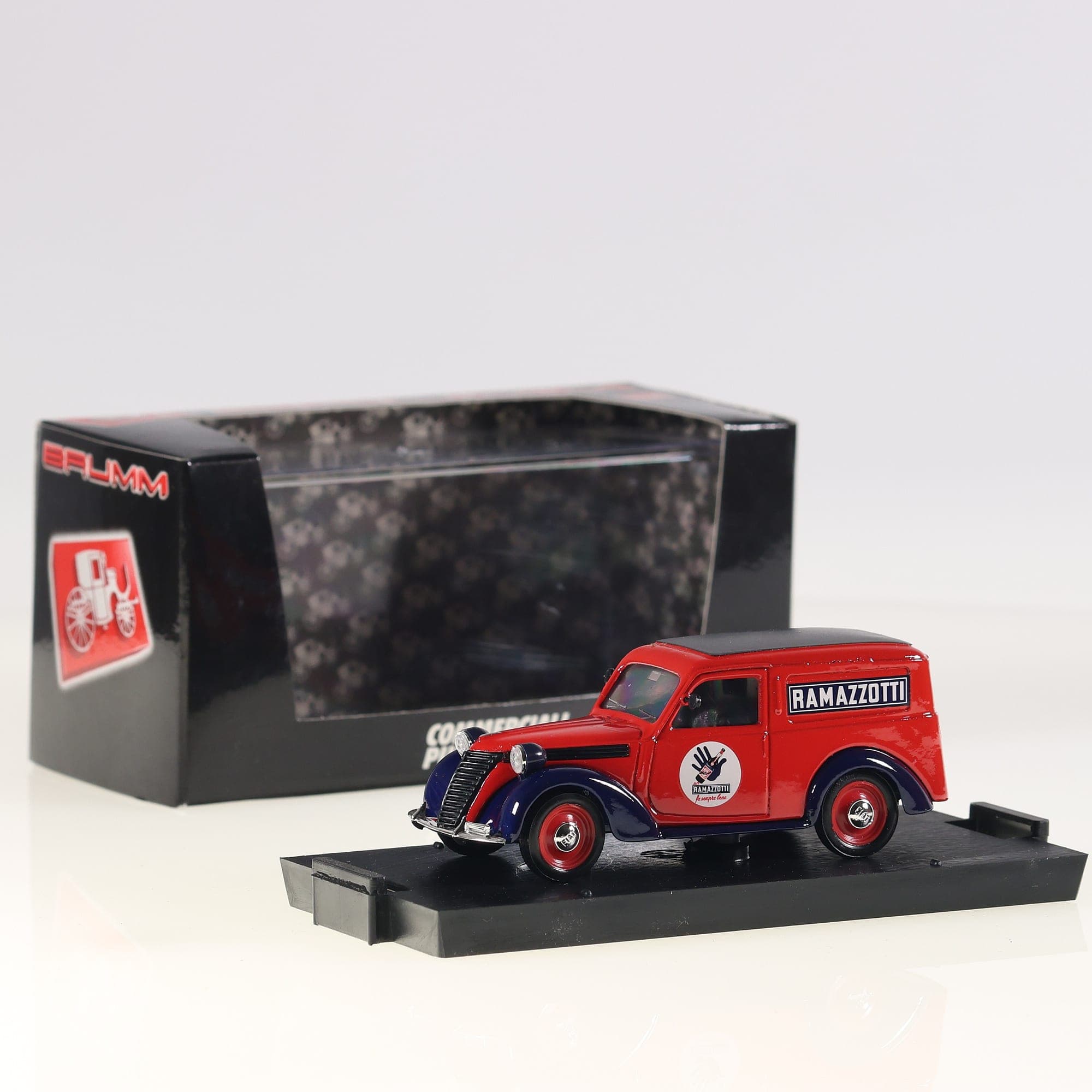 Brumm R284 Fiat 1100E Furgone Ramazzotti 1/43 Rouge et bleu avec boîte
