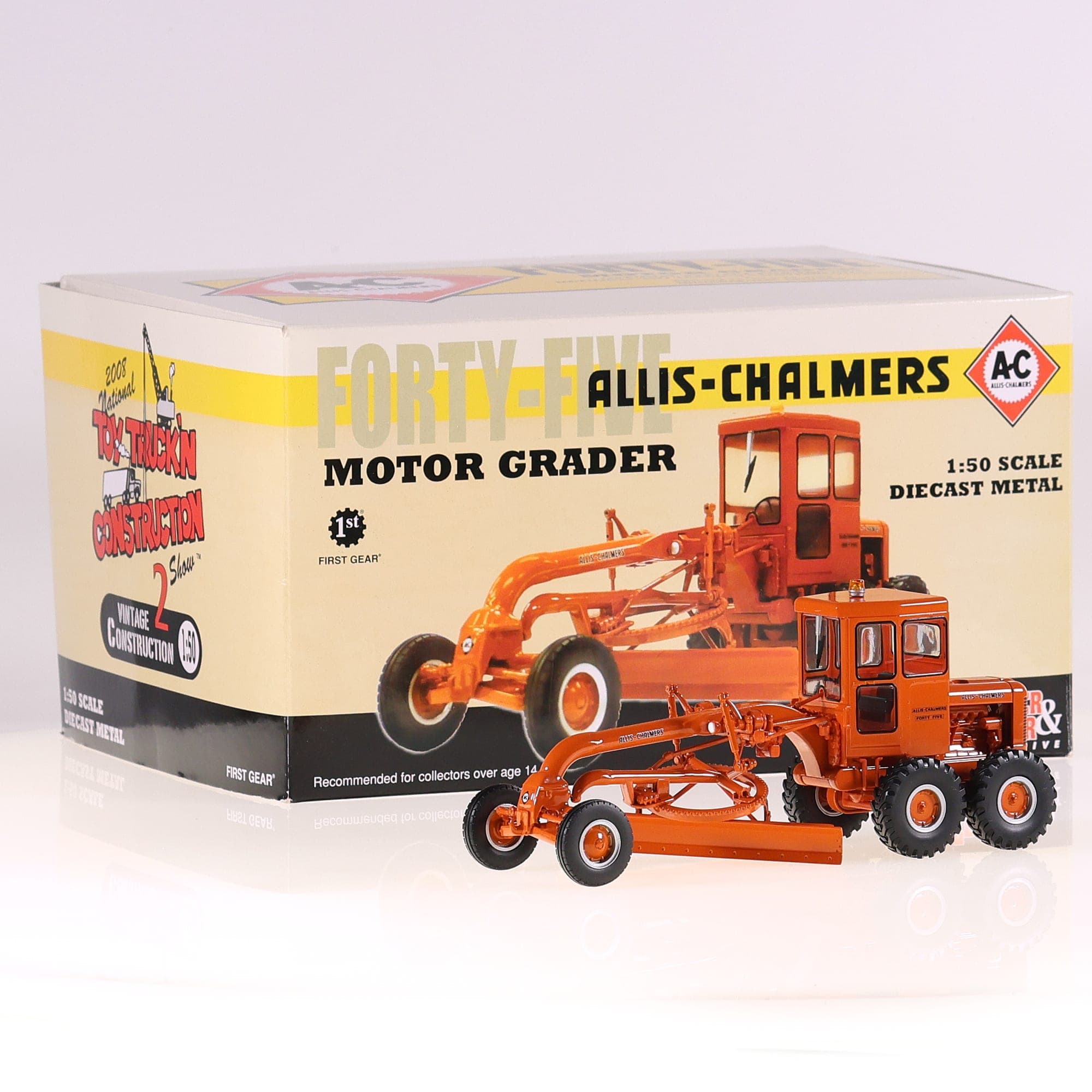 First gear Allis chalmers Motor grader 1/50 Orange avec boîte — photo 1