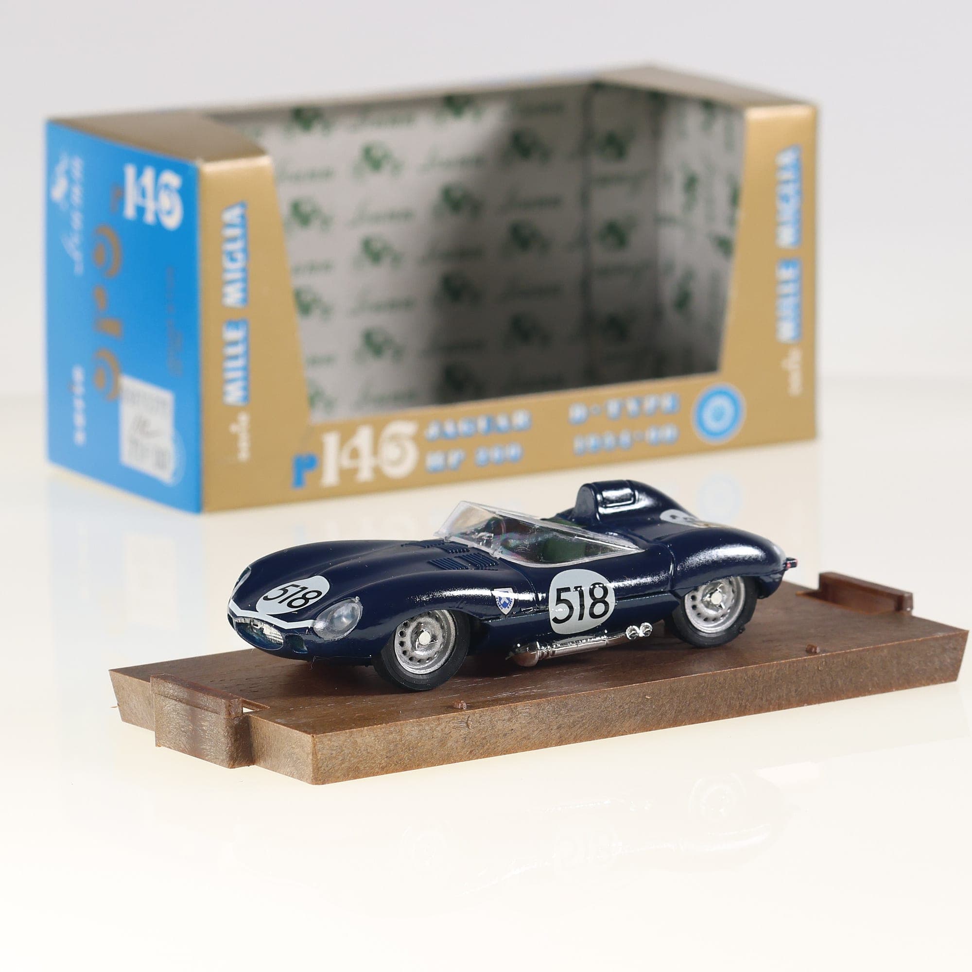 Brumm r146 Jaguar D type HP 260 1954-60Mille Miglia #518 1/43 Bleu nuit avec boî